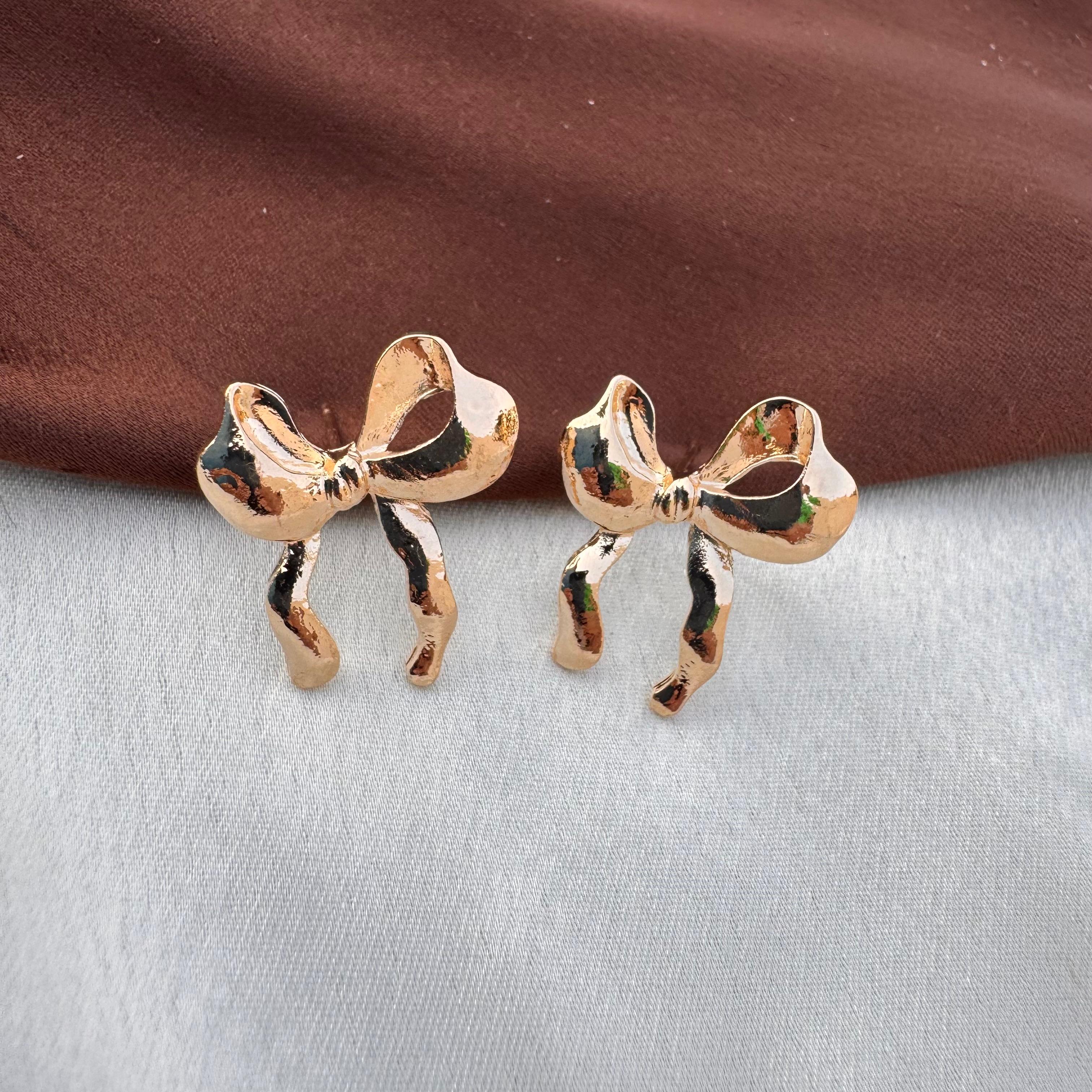 TFC New Bow Gold Plated Stud Earrings