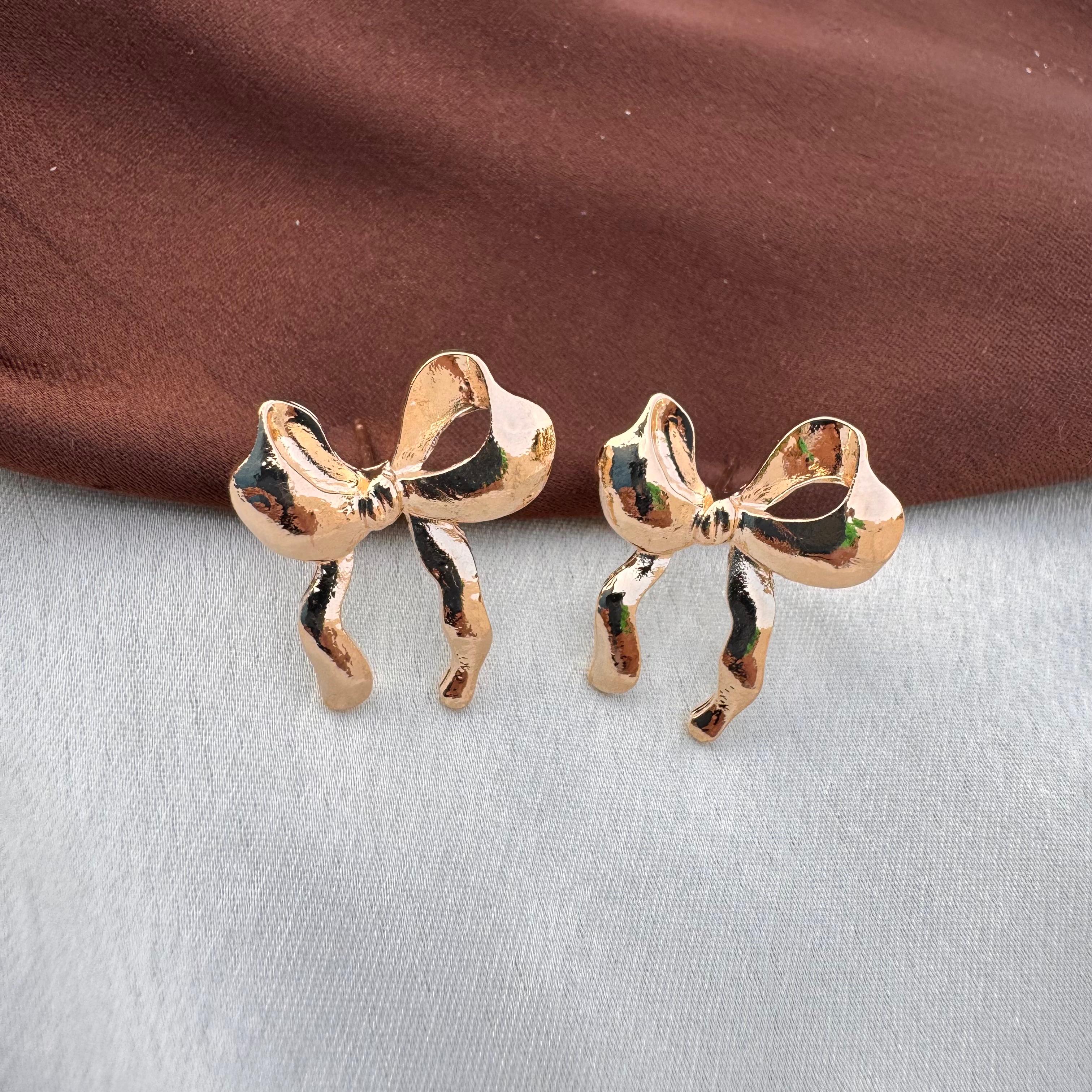 TFC New Bow Gold Plated Stud Earrings