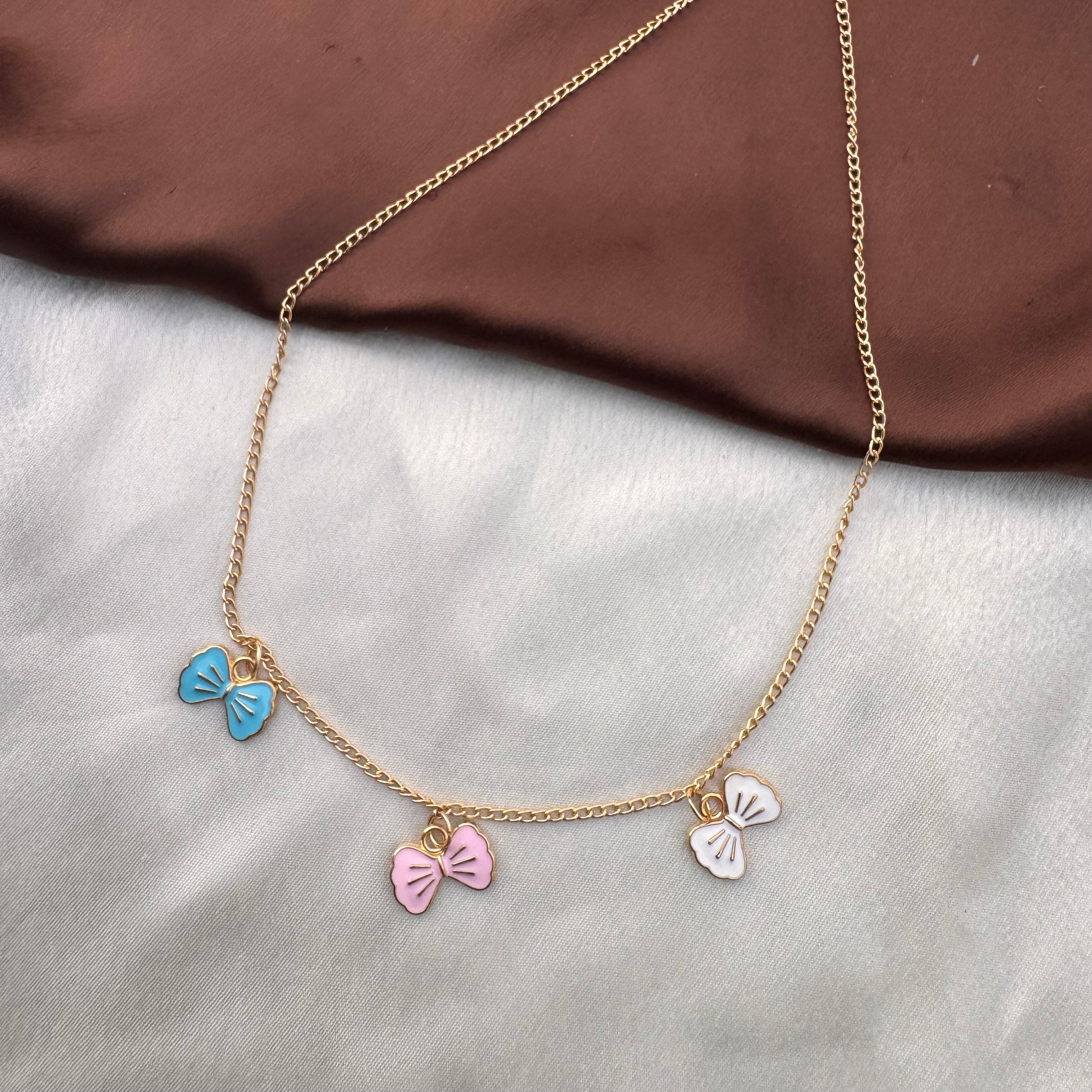 TFC Bow Charms Gold Plated Necklace