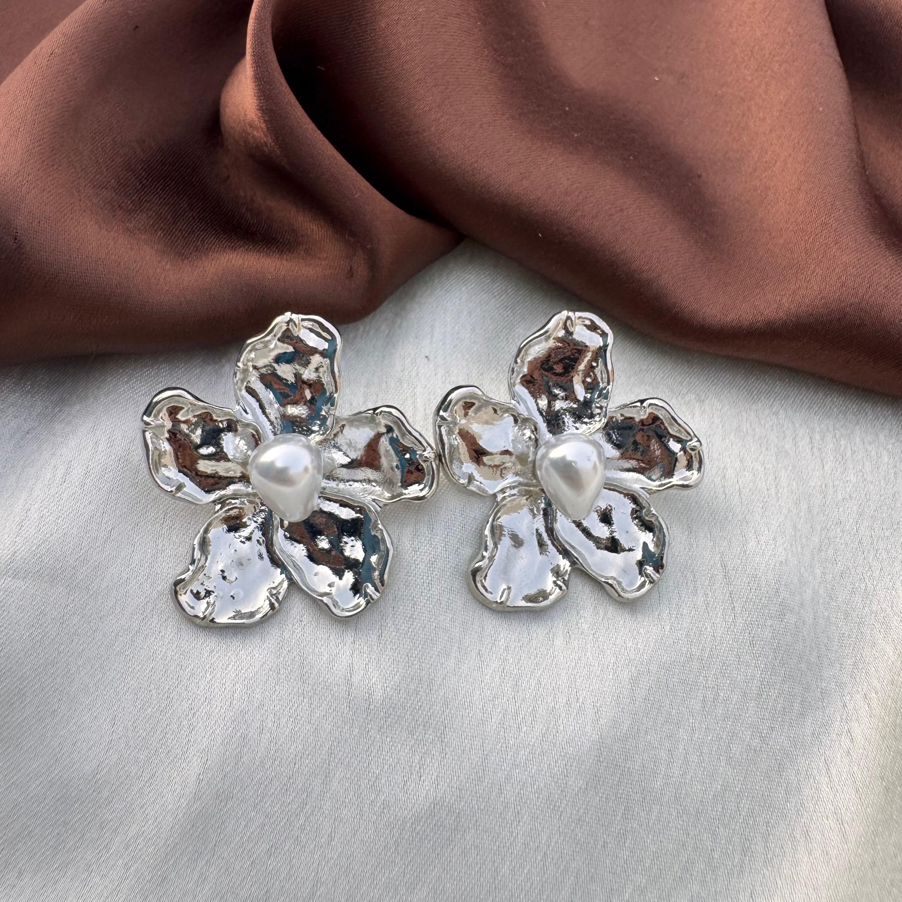 TFC Blossom Bite Silver Plated Stud Earrings