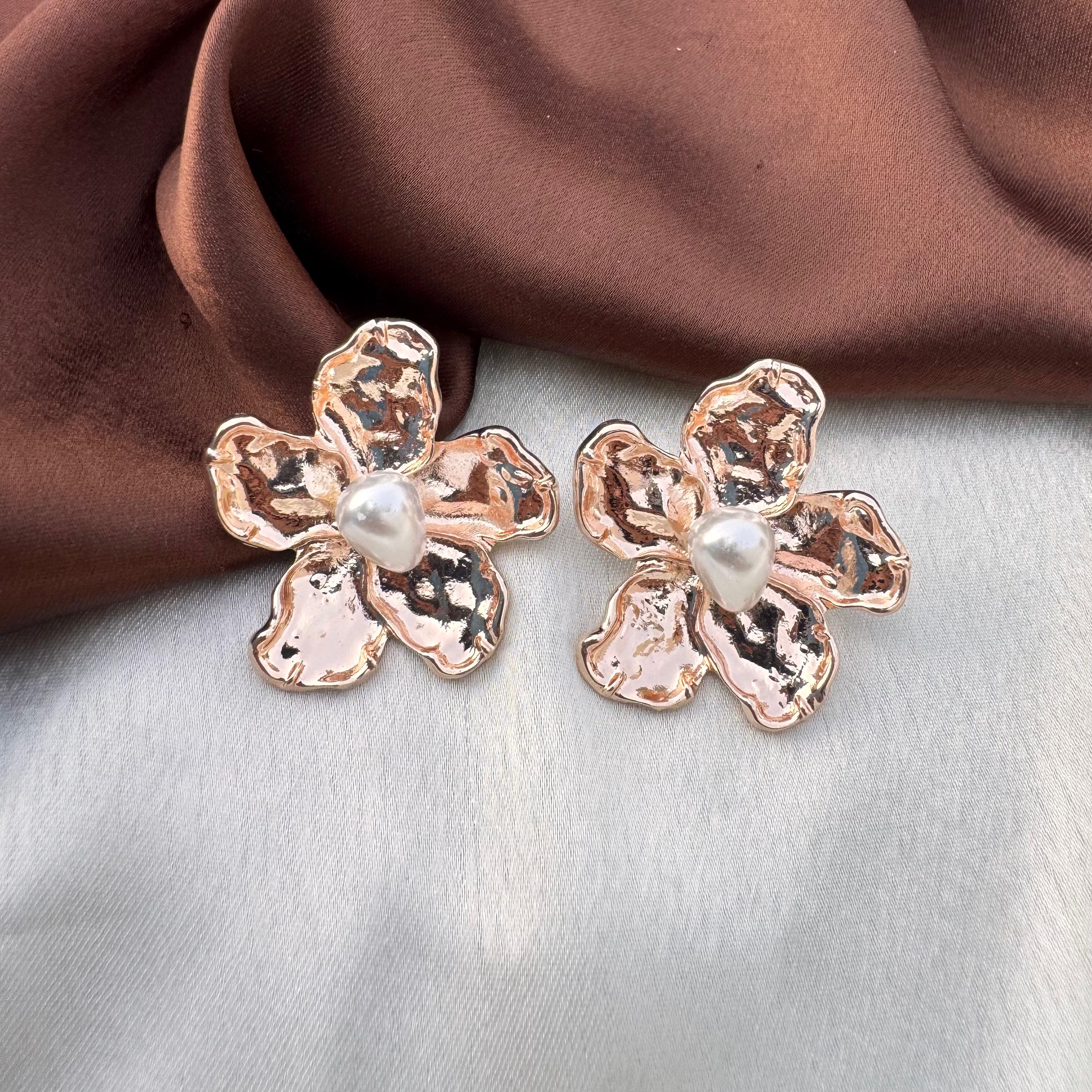 TFC Blossom Bite Rose Gold Plated Stud Earrings