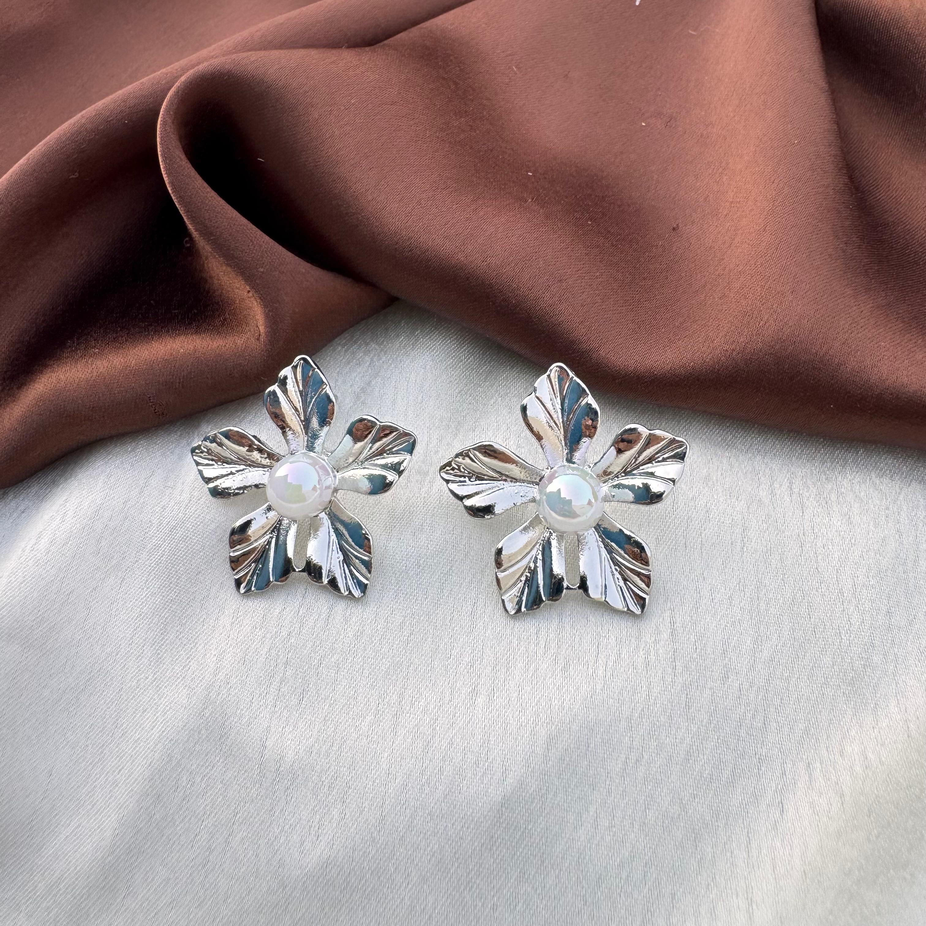 TFC Elara Petals Silver Plated Stud Earrings