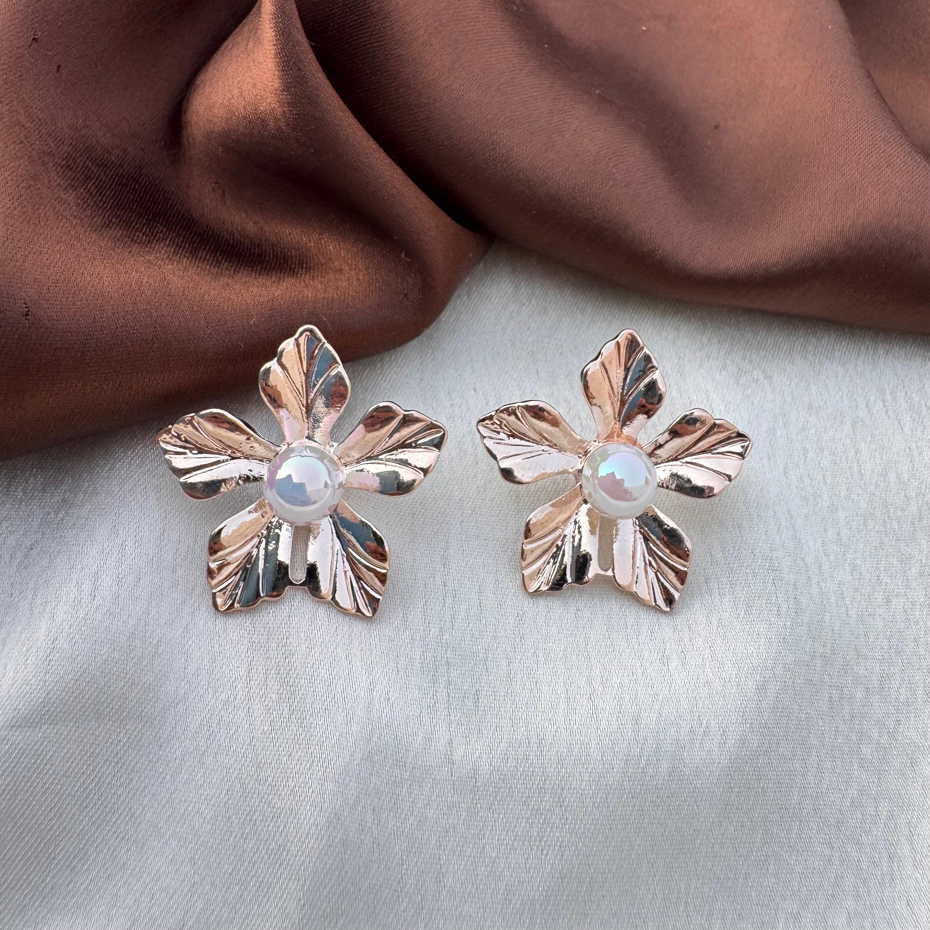 TFC Elara Petals Rose Gold Plated Stud Earrings