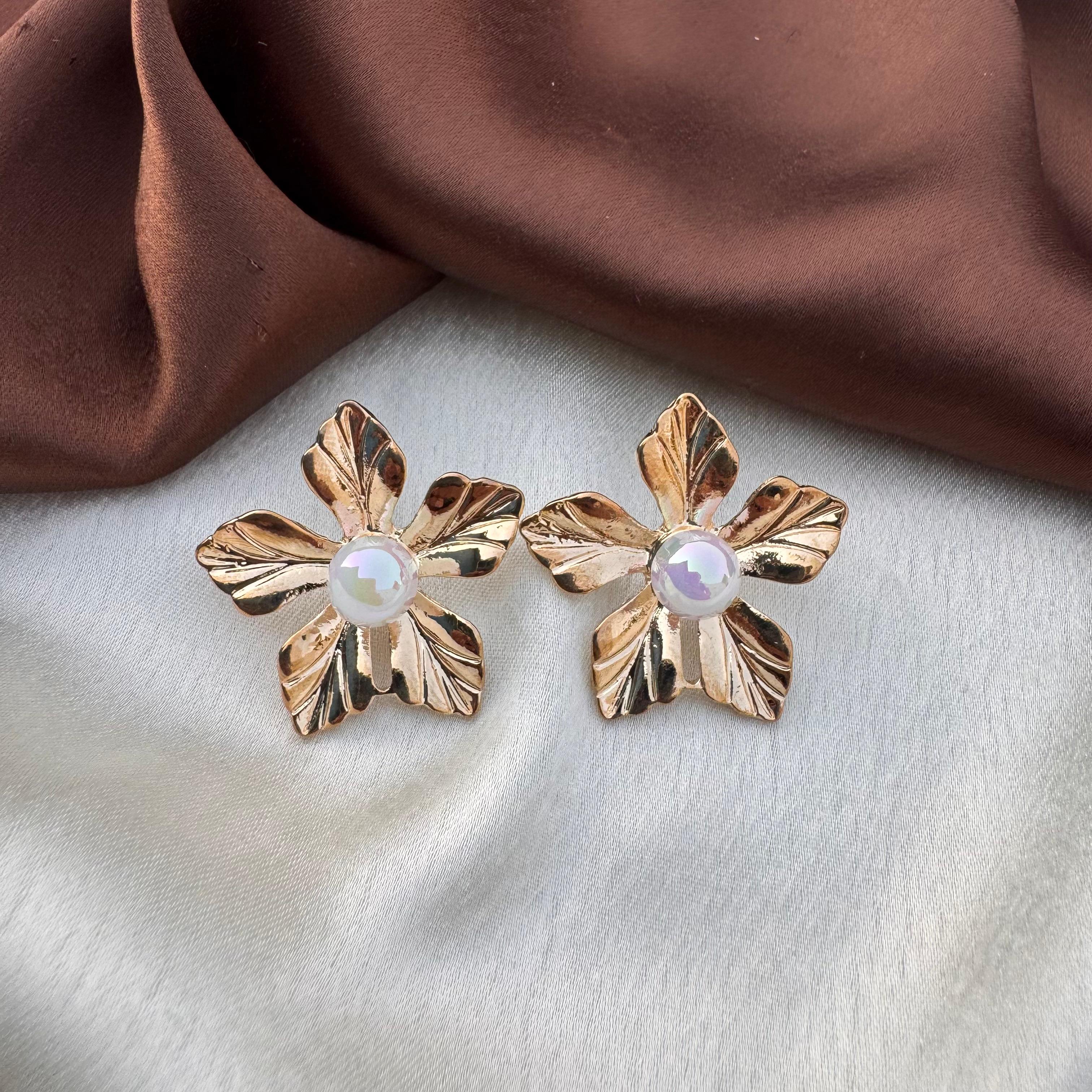 TFC Elara Petals Gold Plated Stud Earrings