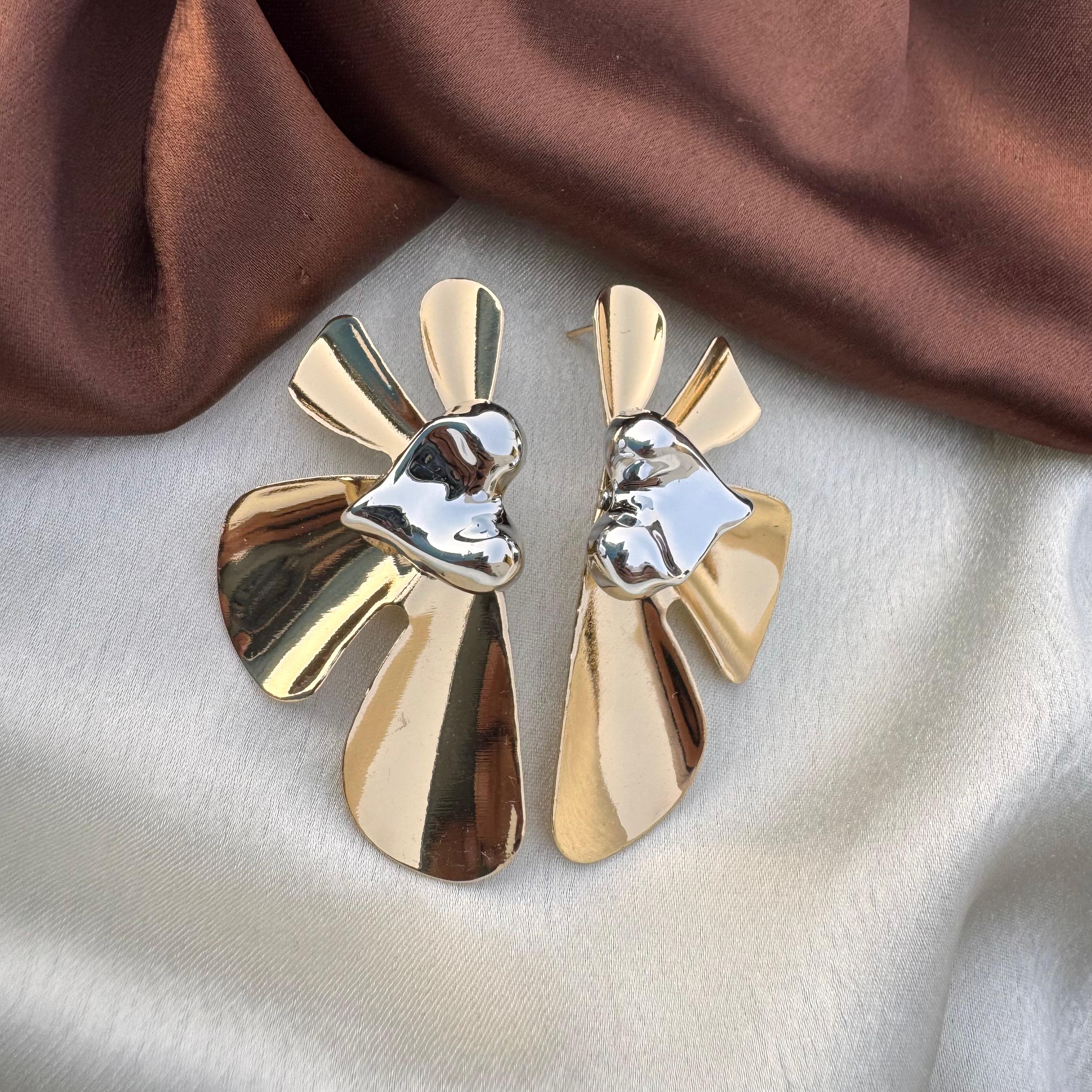 TFC Heart Petal Gold Plated Stud Earrings