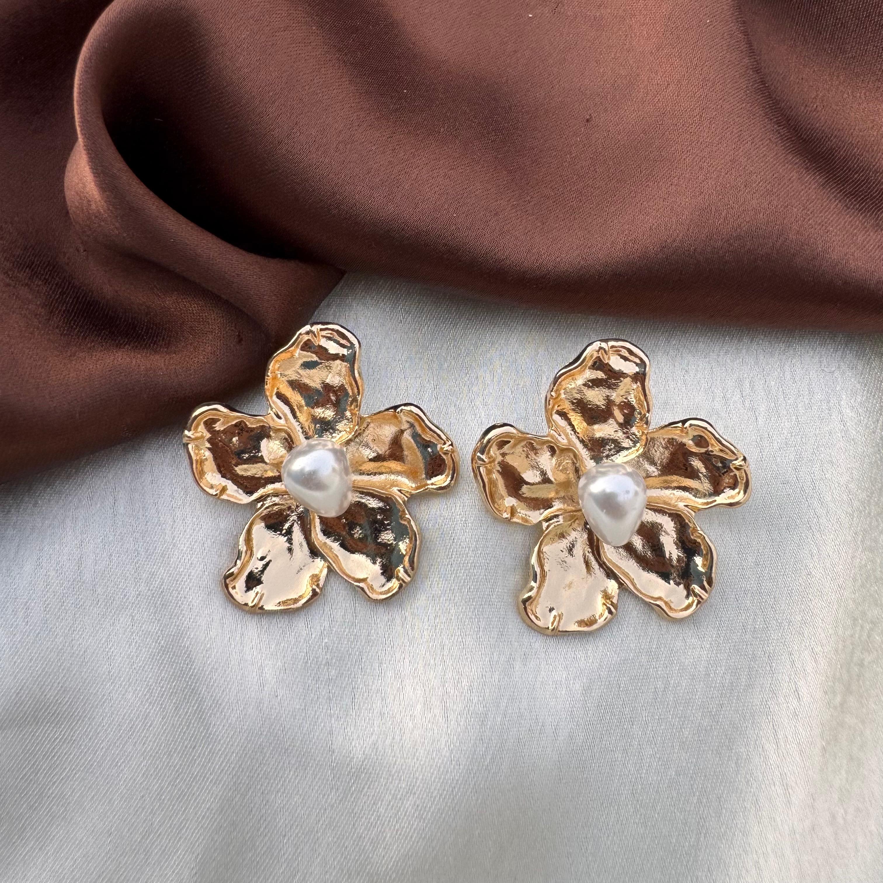 TFC Blossom Bite Gold Plated Stud Earrings