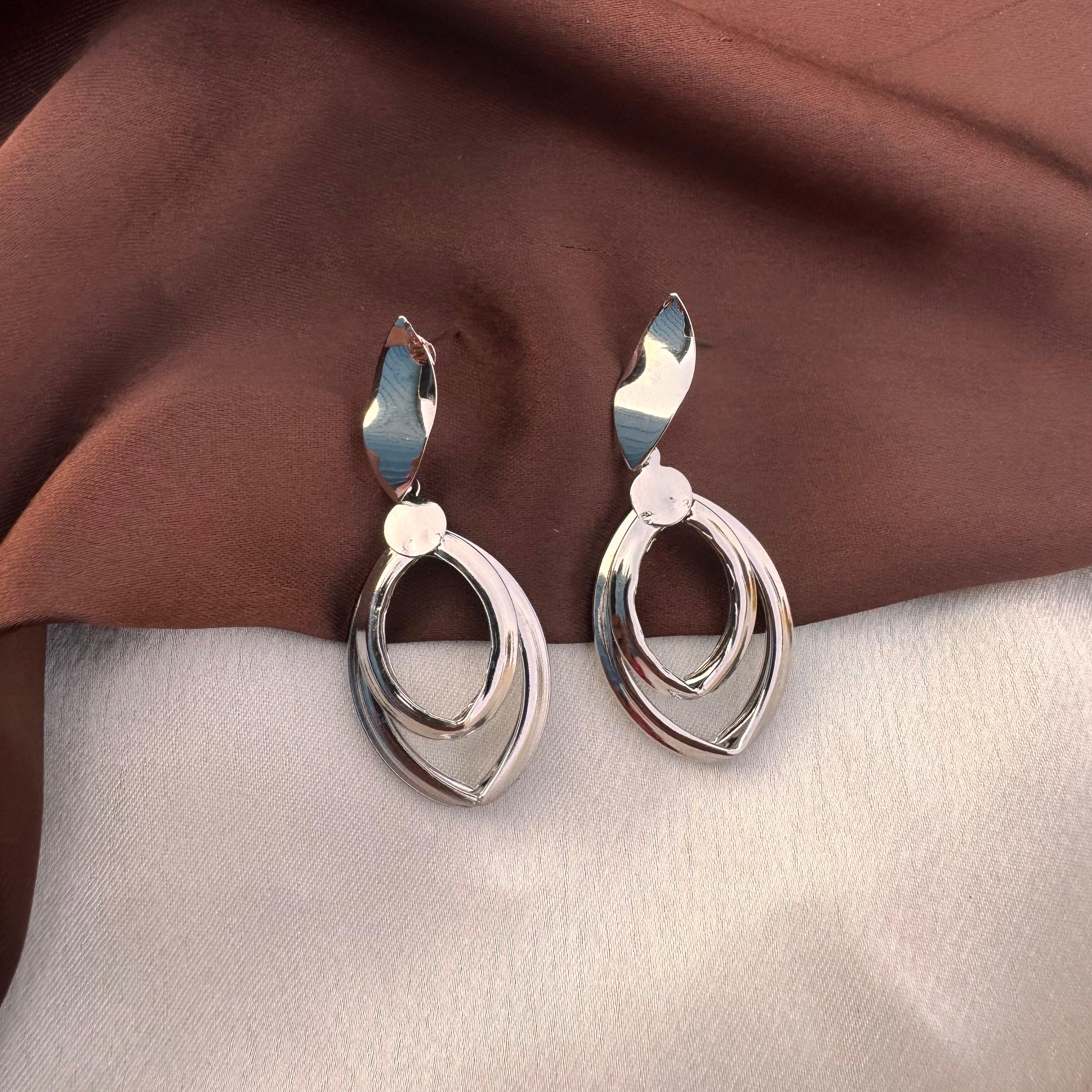 TFC Hollow Leaf Silver Plated Dangler Earrings