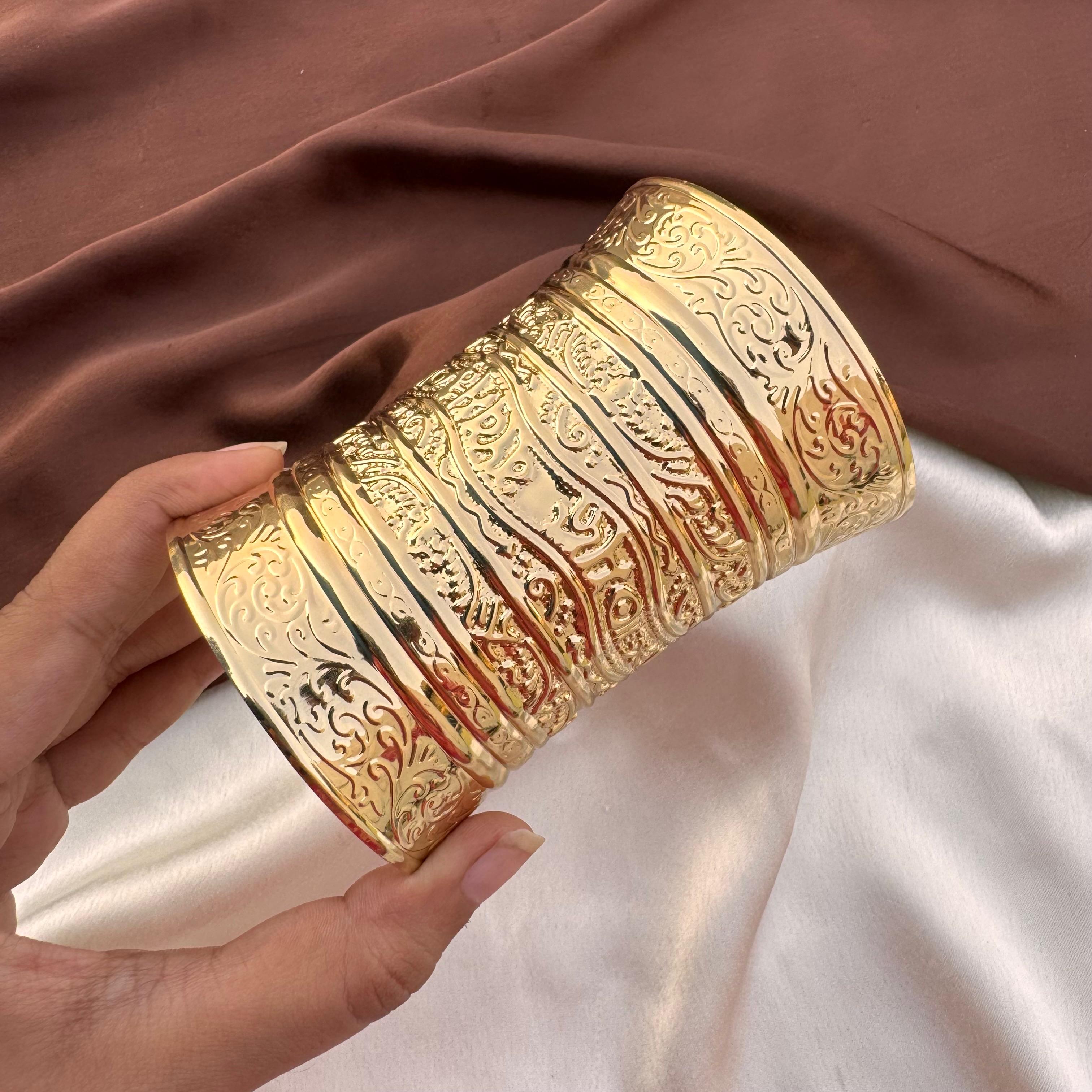 TFC Sleek Art Gold Plated Cuff Adjustable Bracelet