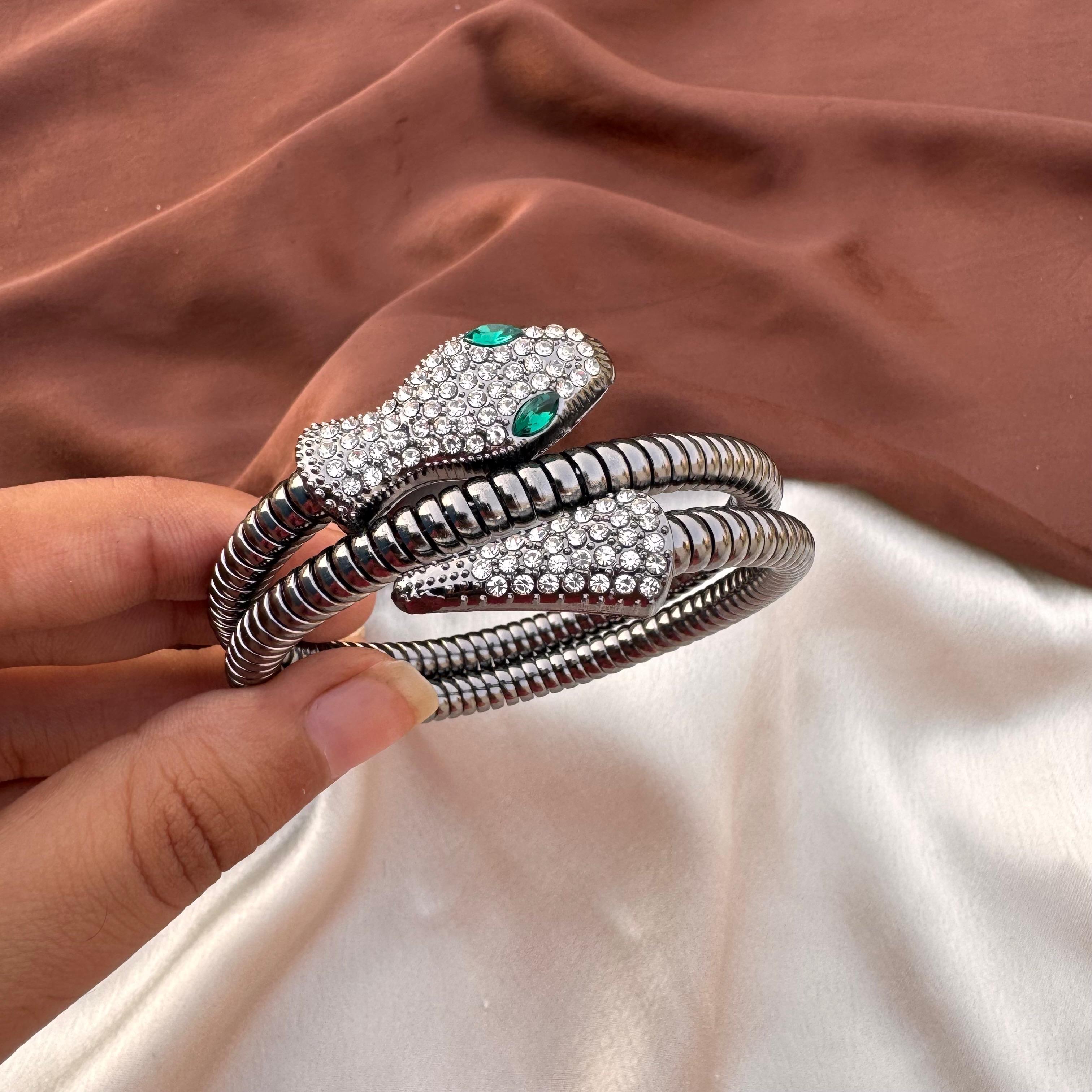 TFC Size 2.6 Snake Oxidised Silver Plated Bracelet Bangle