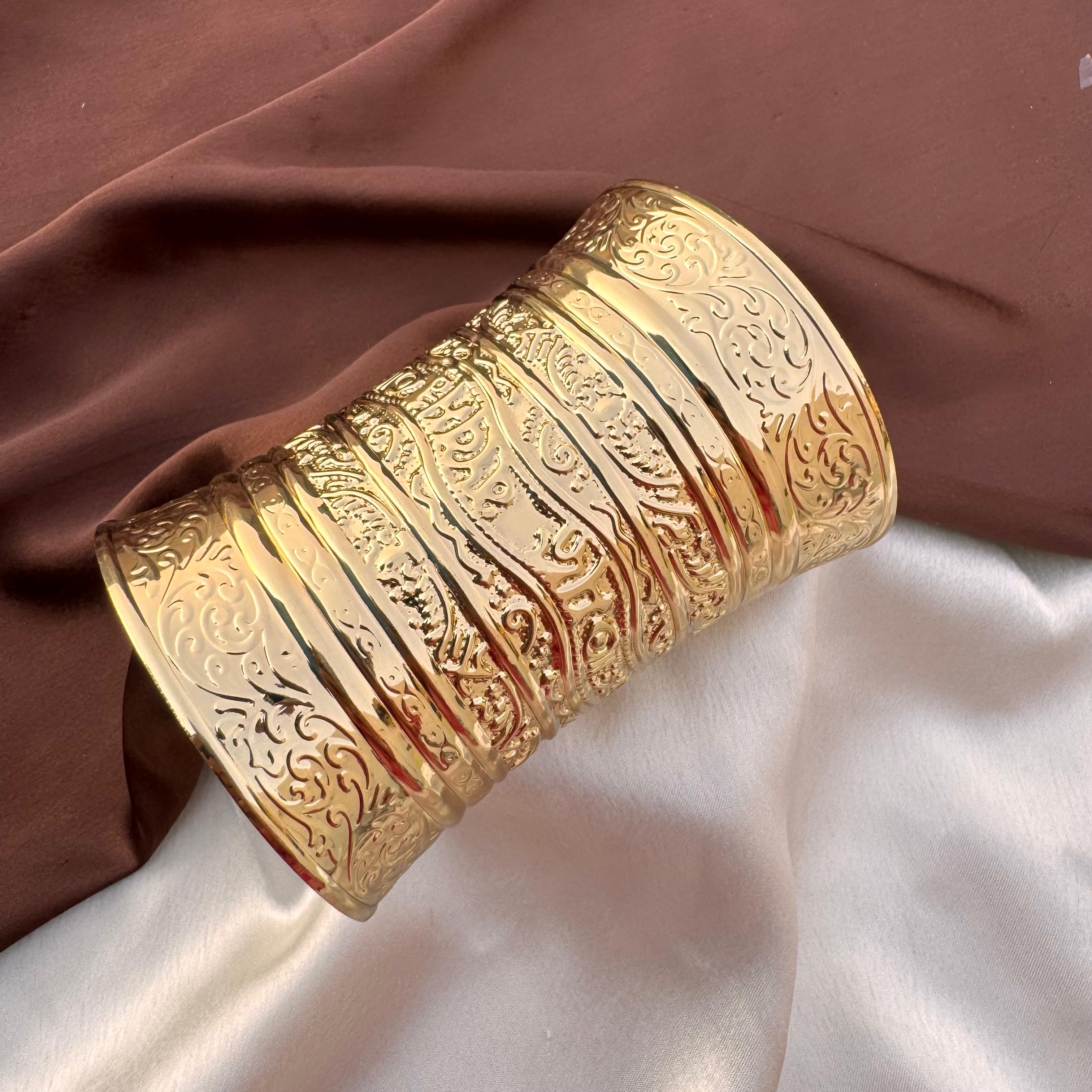 TFC Sleek Art Gold Plated Cuff Adjustable Bracelet