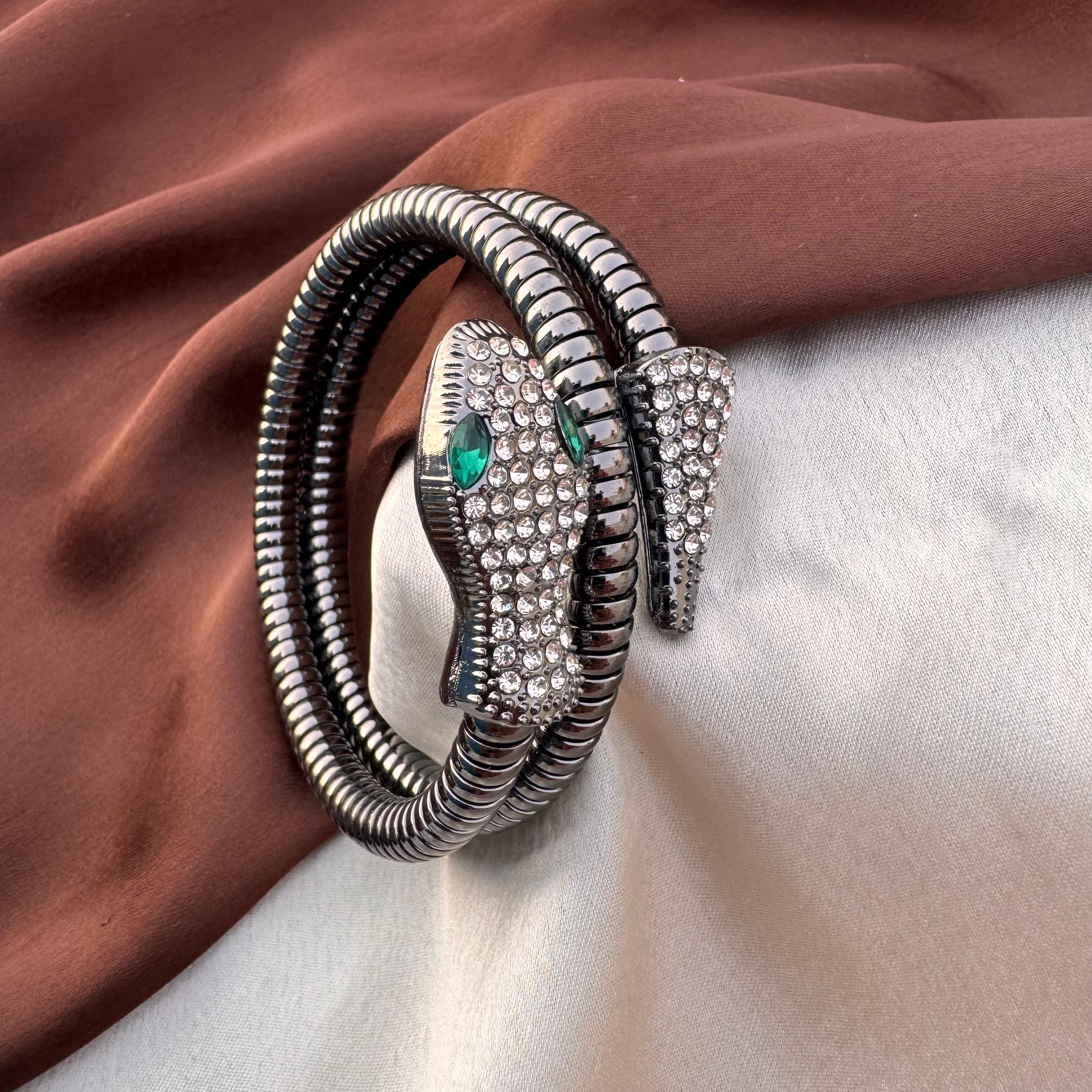 TFC Size 2.6 Snake Oxidised Silver Plated Bracelet Bangle