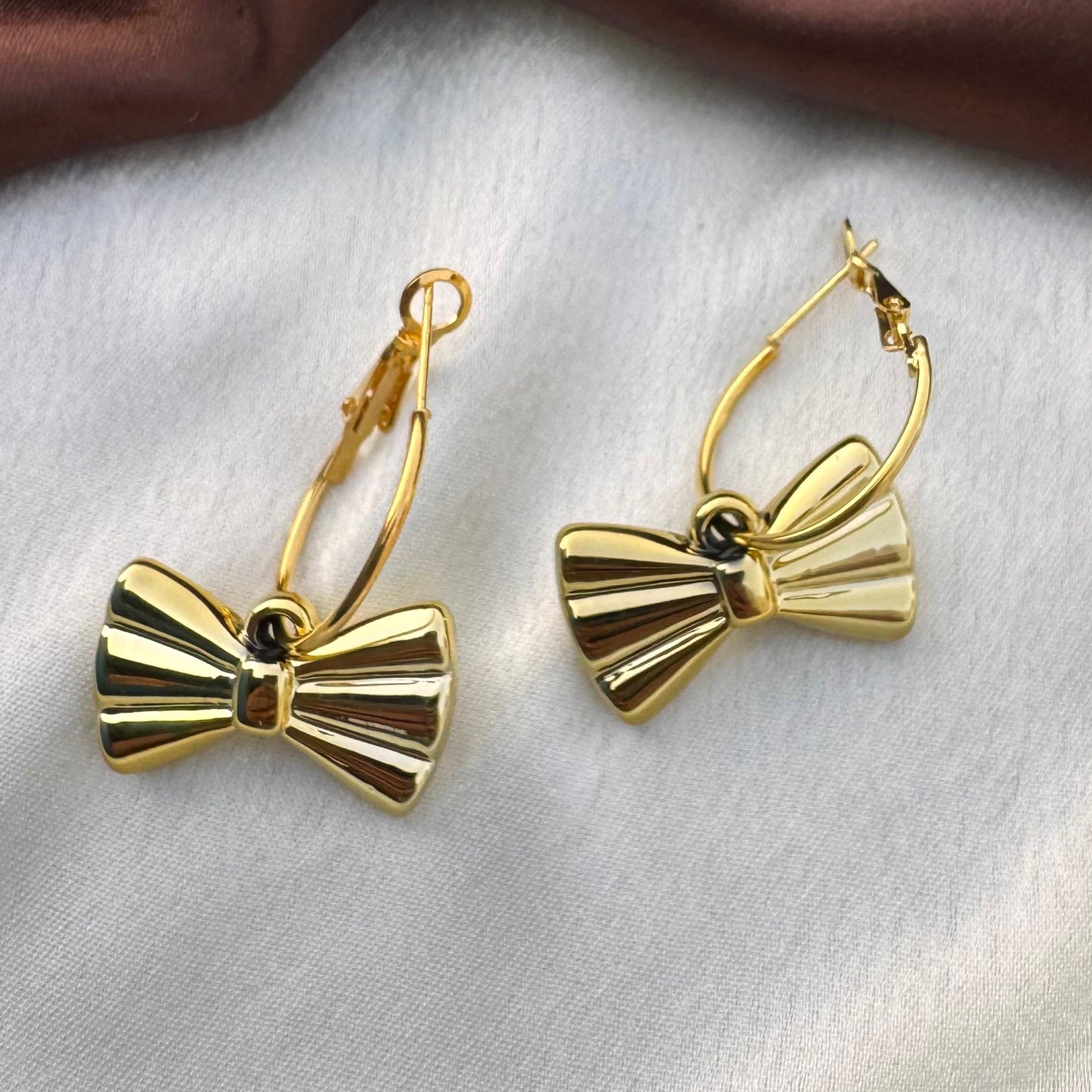 TFC Deluxe Bow Gold Plated Dangler Earrings
