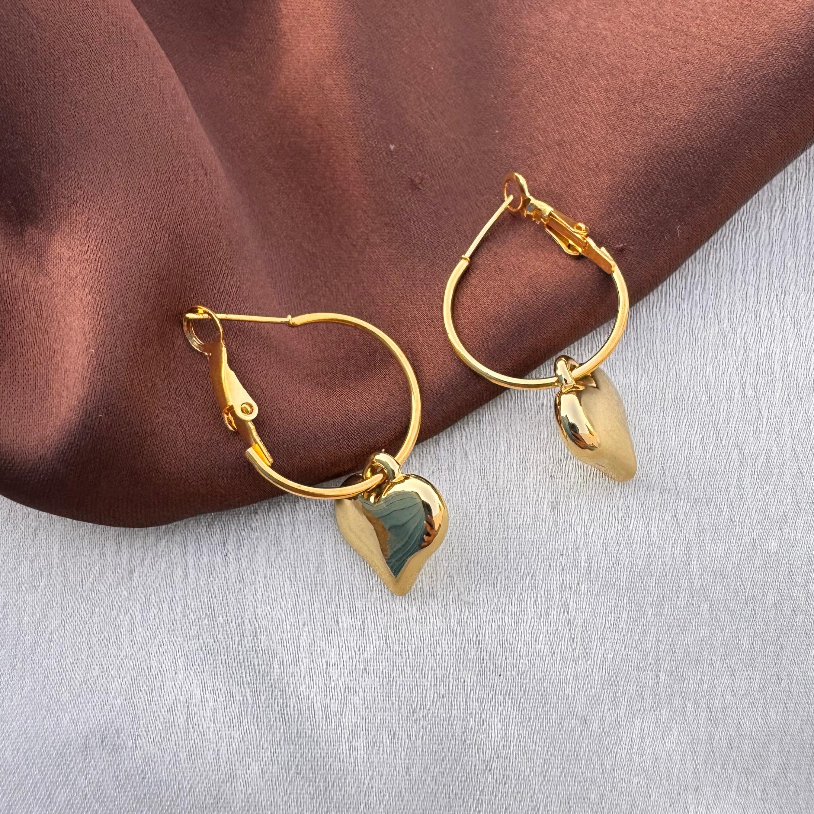 TFC Hanging Heart Gold Plated Dangler Earrings