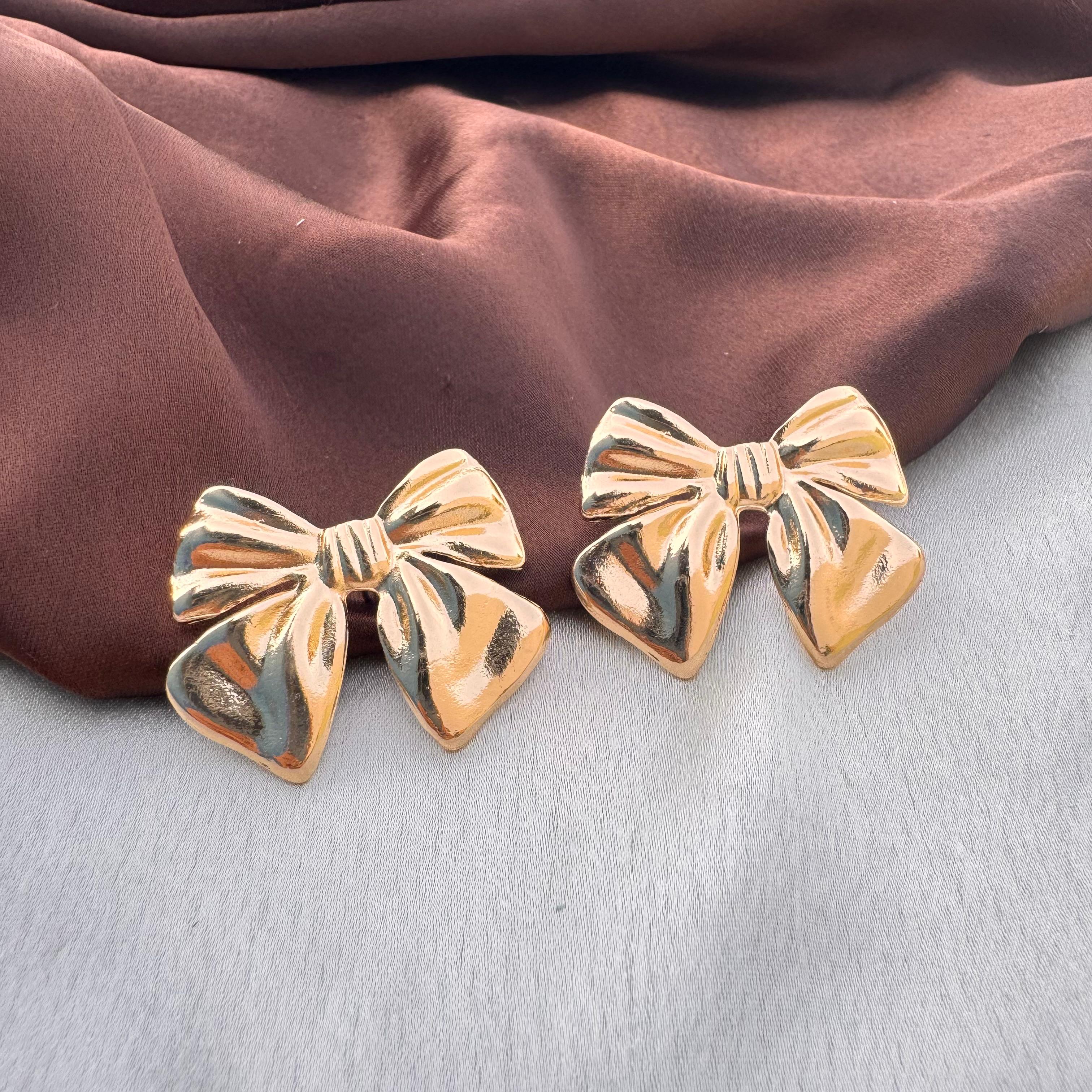 TFC Bossy Bow Gold Plated Stud Earrings