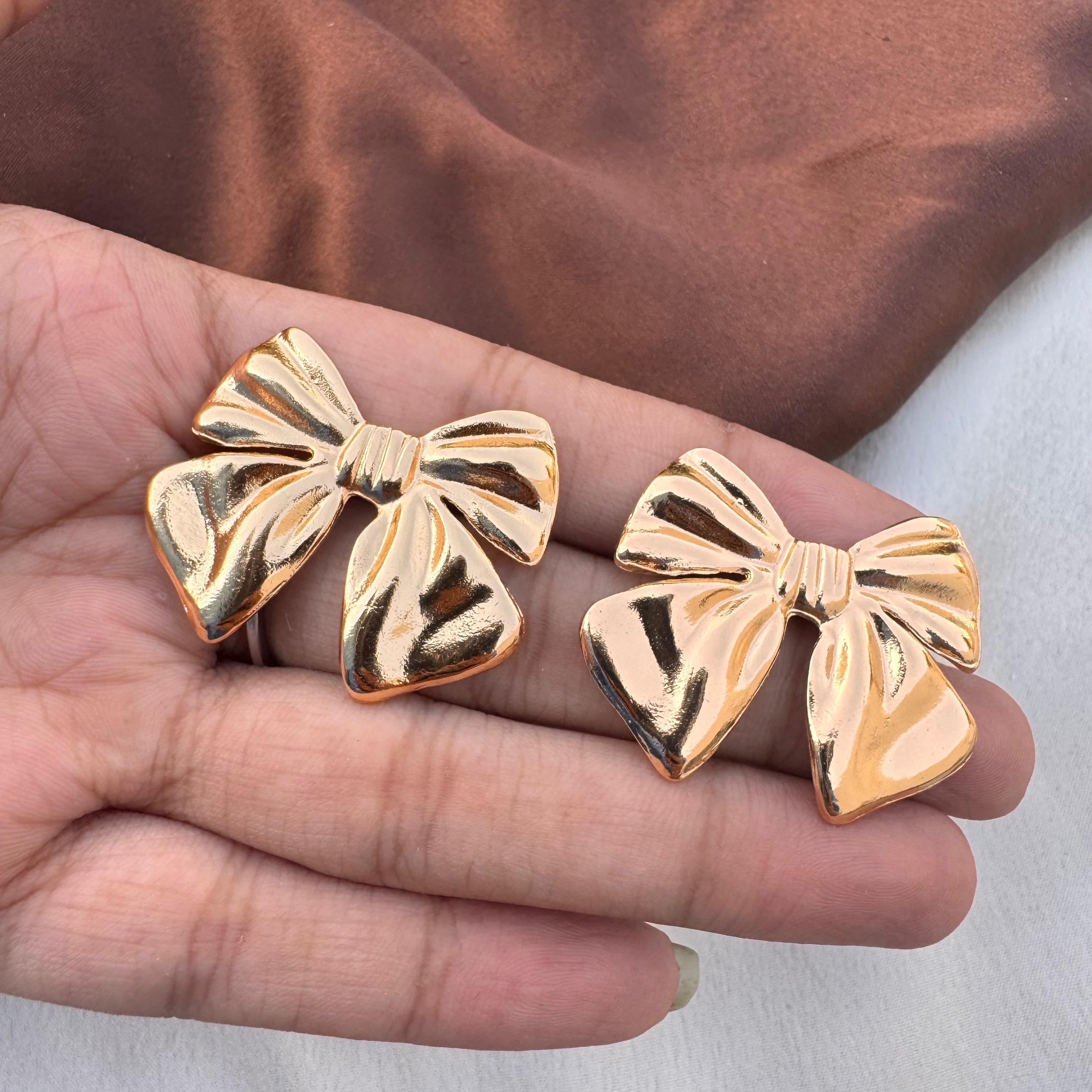TFC Bossy Bow Gold Plated Stud Earrings