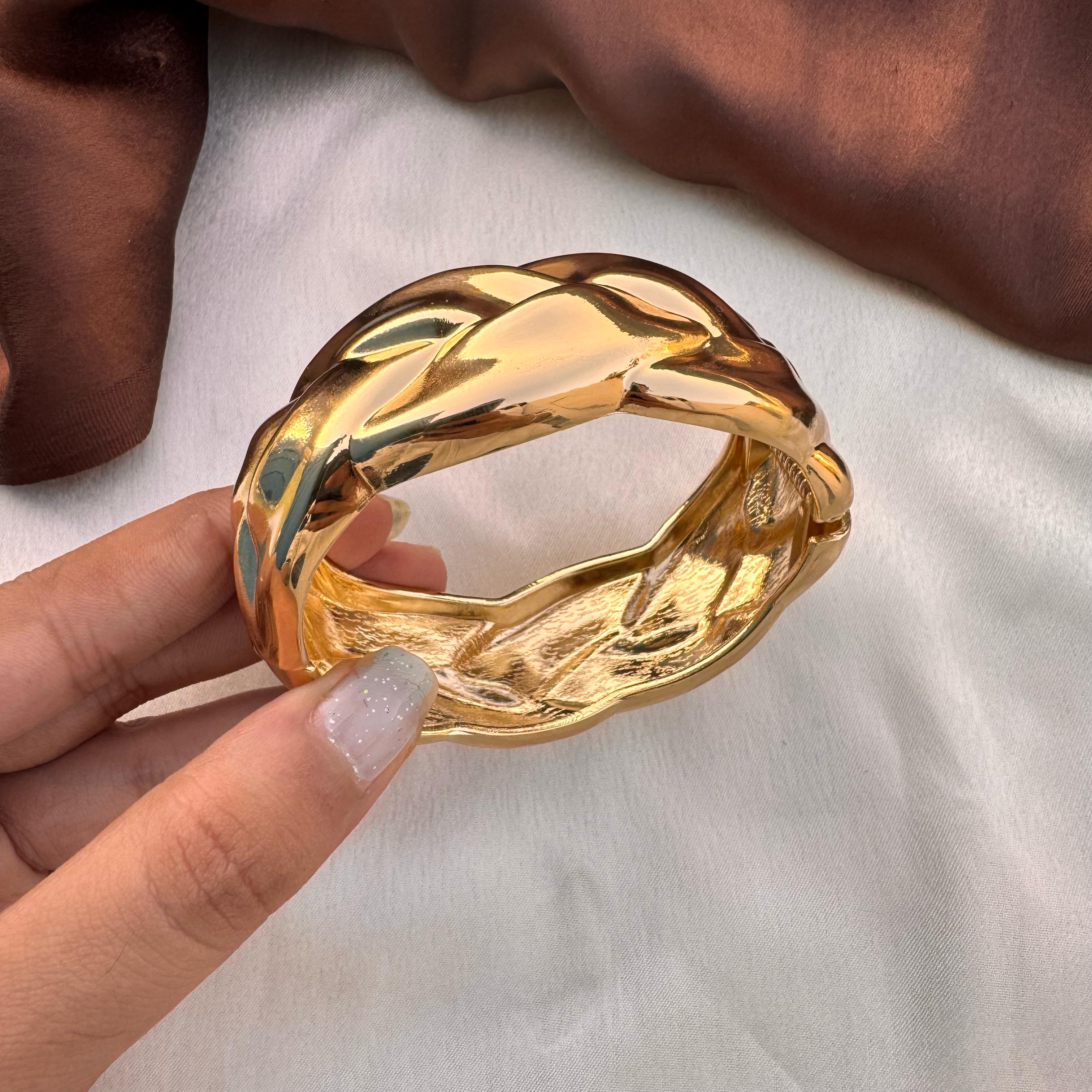 TFC Size 2.8 Braid Style Gold Plated Bracelet Bangle