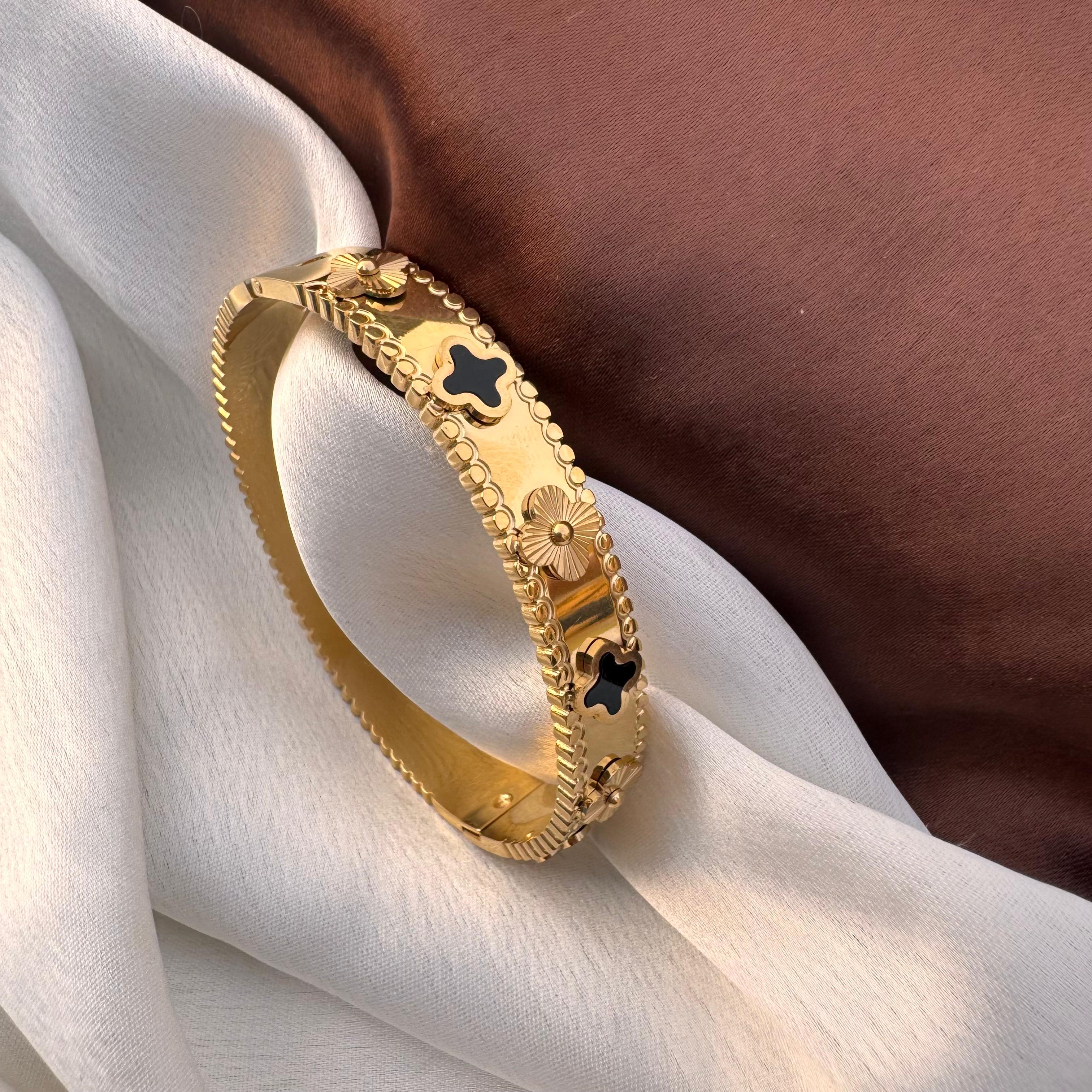 TFC Size 2.6 Black Glow Gold Plated Bracelet Bangle