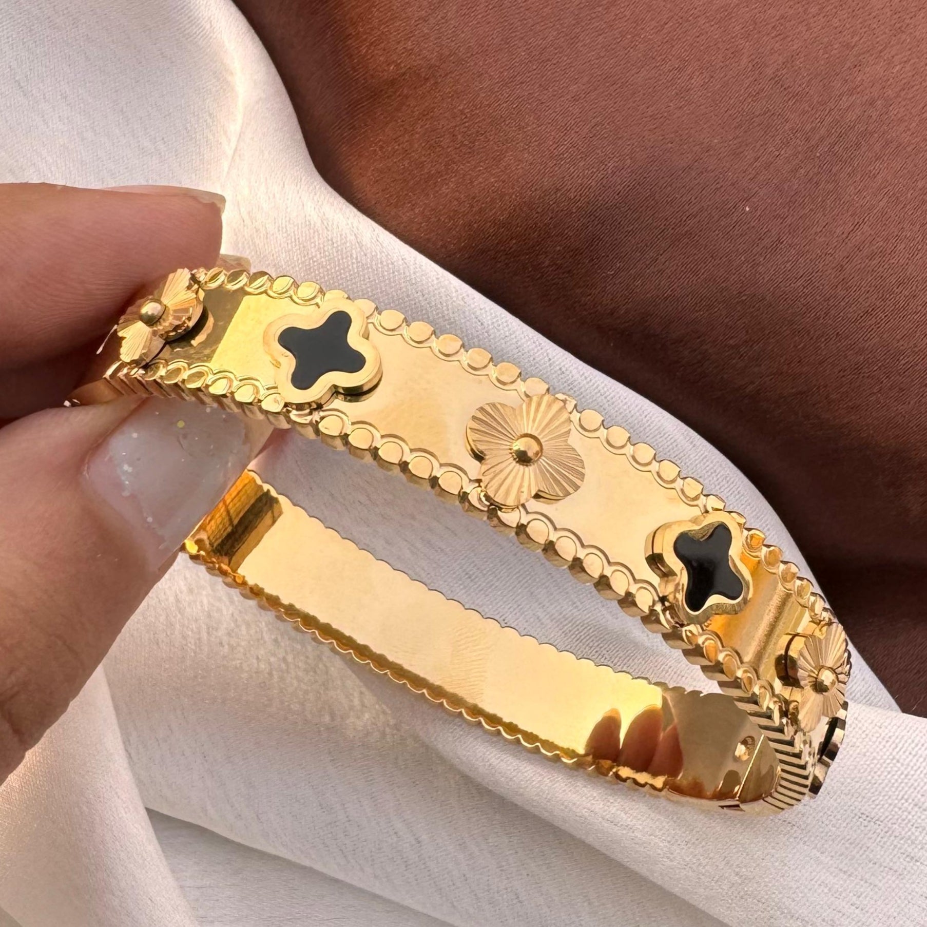 TFC Size 2.6 Black Glow Gold Plated Bracelet Bangle