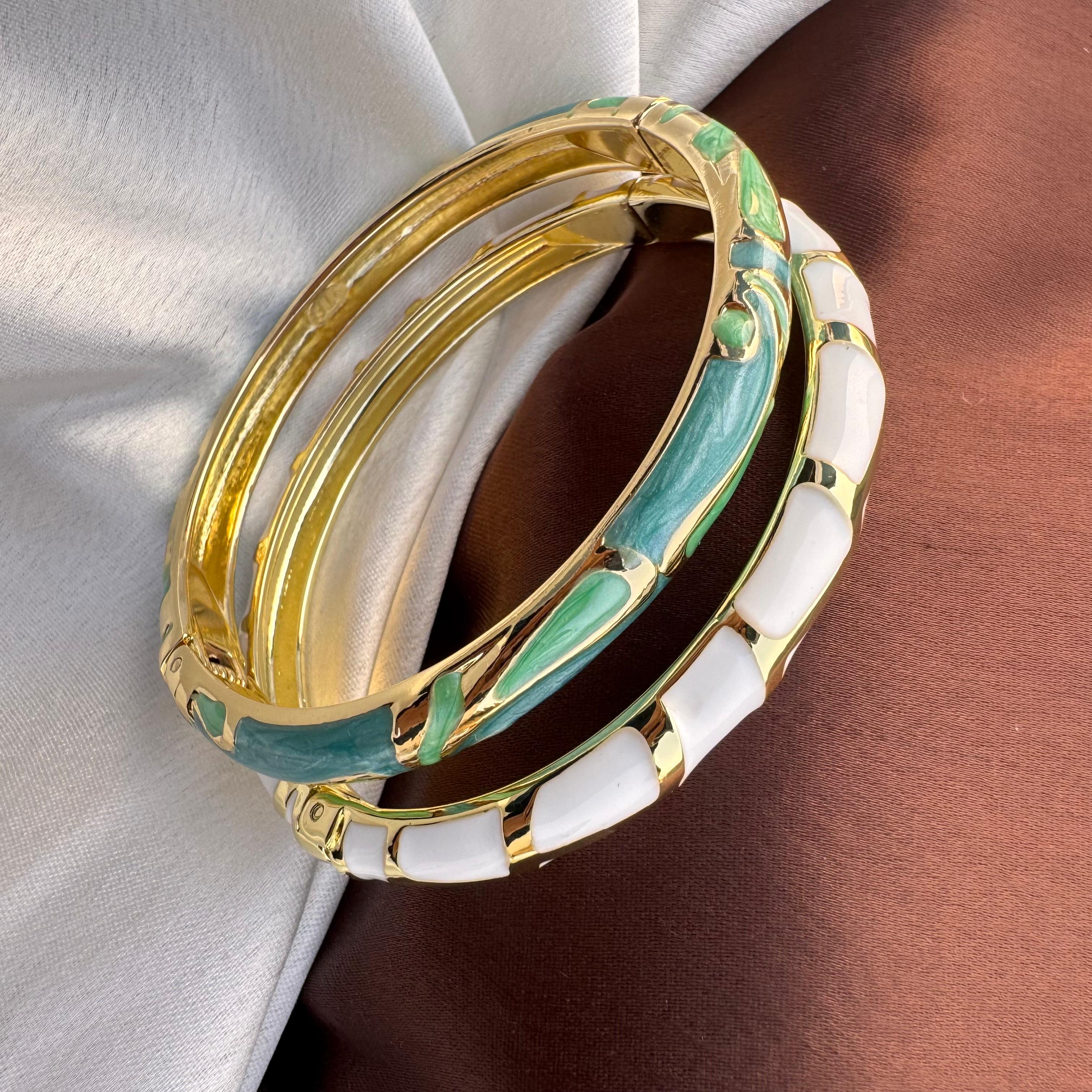 TFC Size 2.6 IcyI Ivory Gold Plated Bracelet Bangle Combo Set