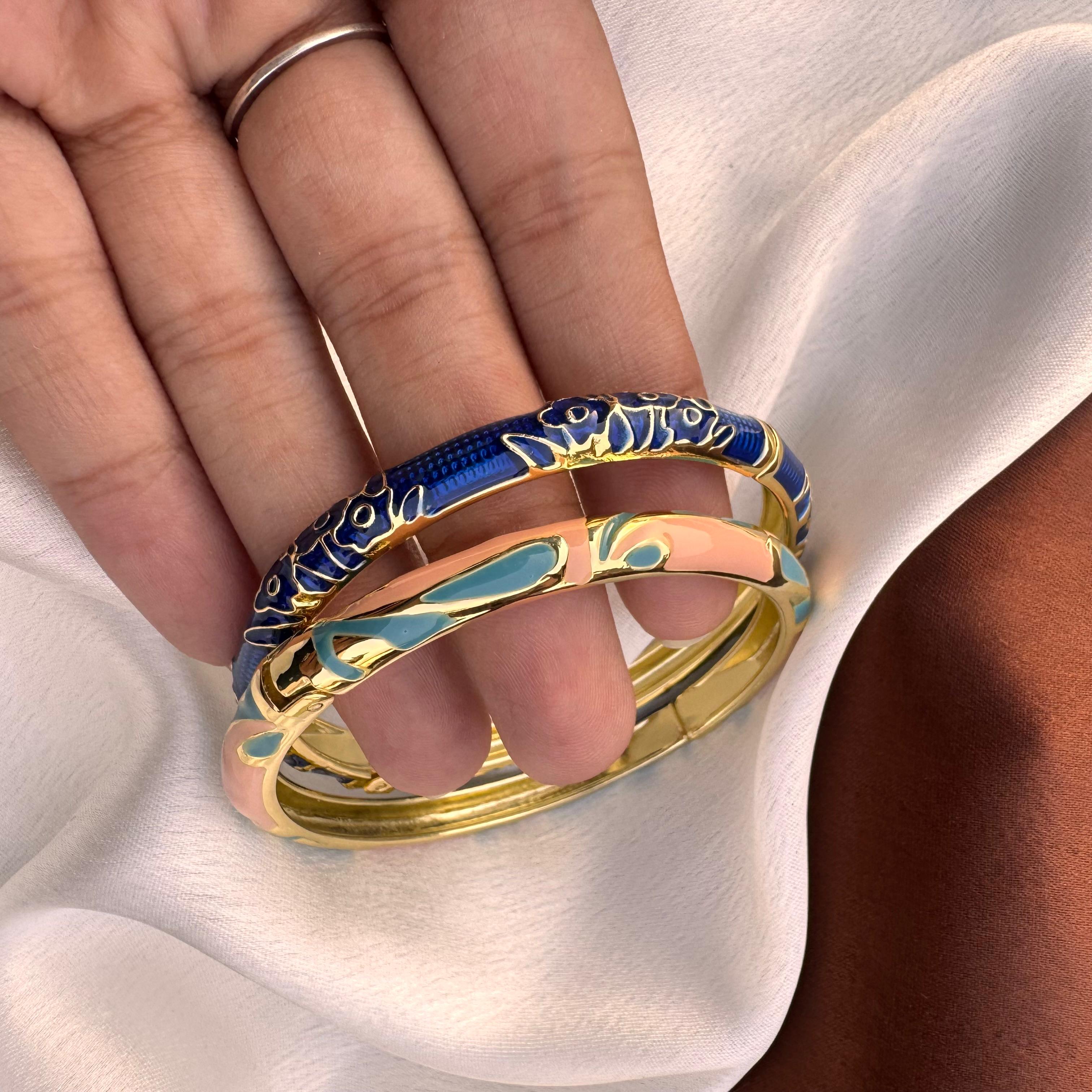 TFC Size 2.6 Pink Cloud Gold Plated Bracelet Bangle Combo Set