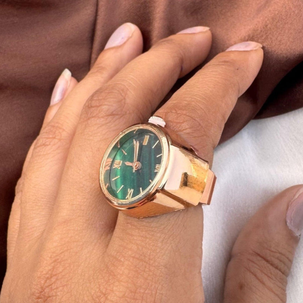 TFC Emerald Rose Gold Adjustable Watch Ring