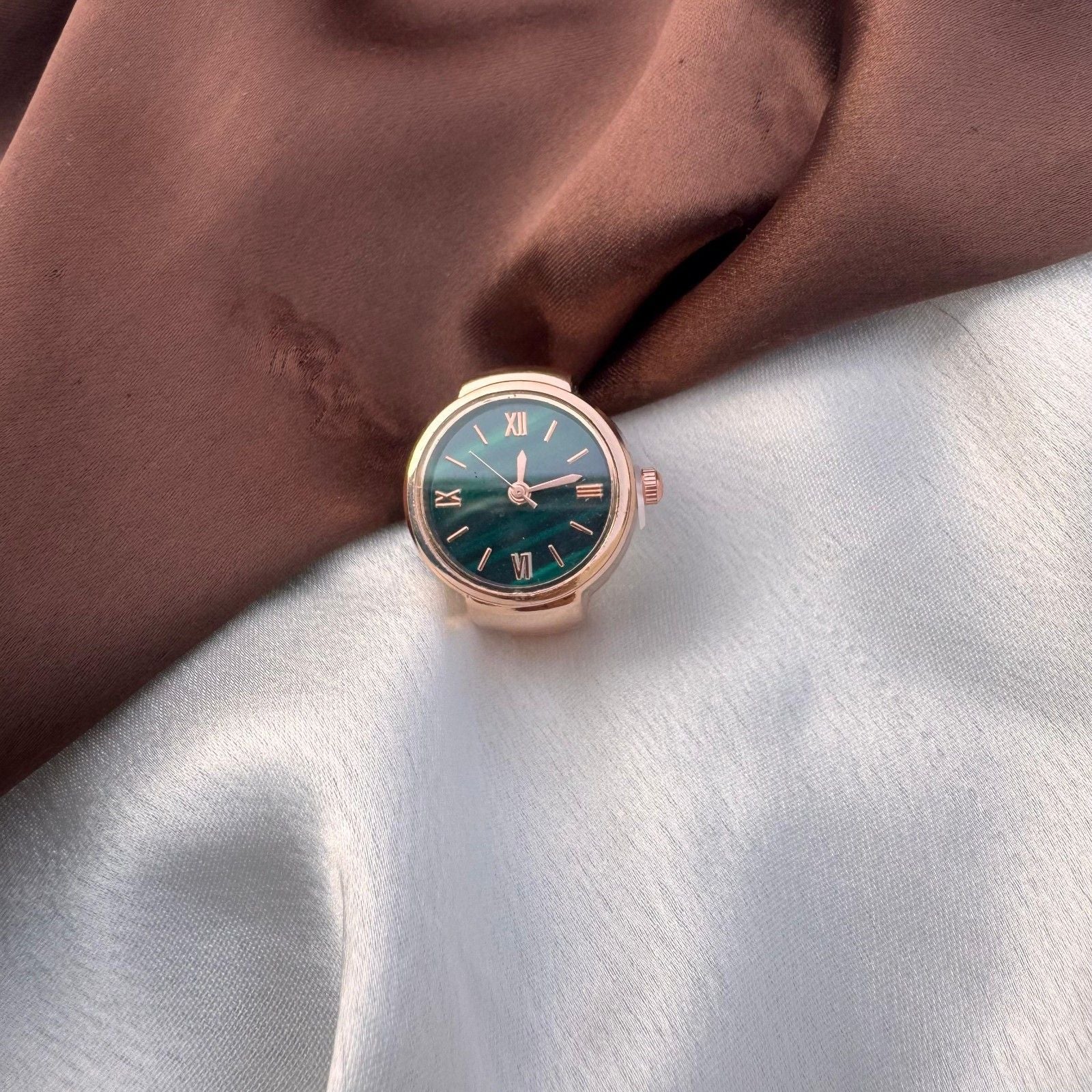 TFC Emerald Rose Gold Adjustable Watch Ring
