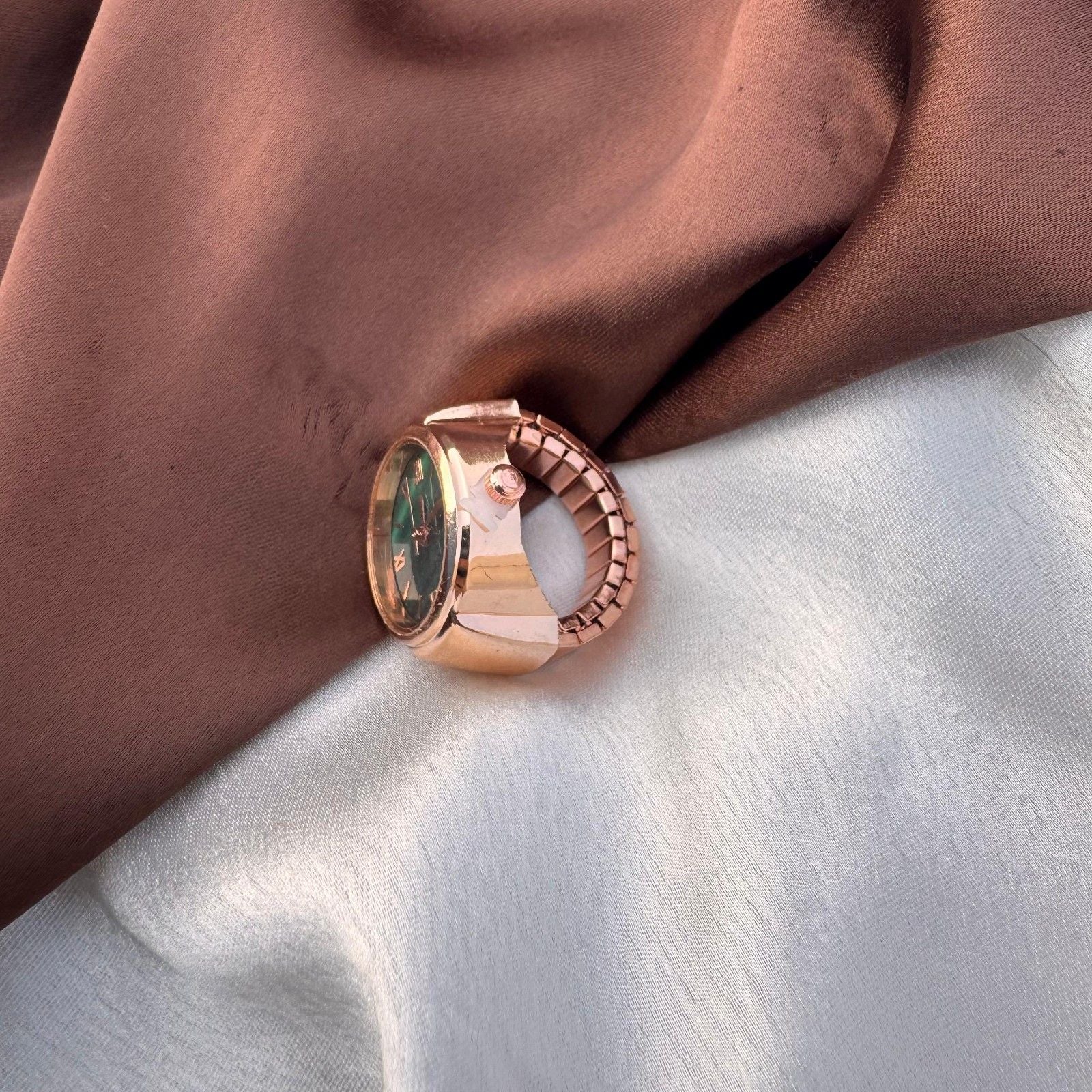 TFC Emerald Rose Gold Adjustable Watch Ring