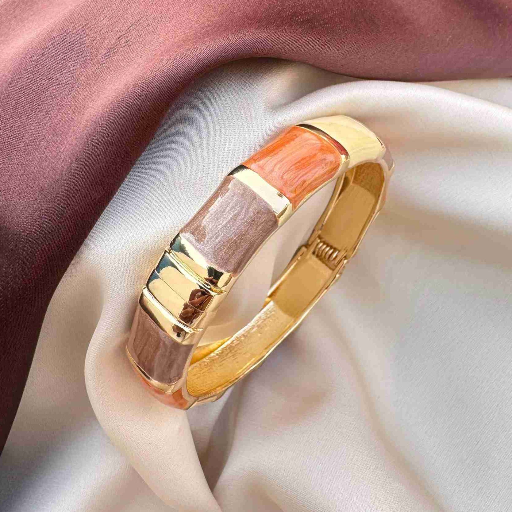 TFC Size 2.6 Shades Of Brown Gold Plated Bracelet Bangle