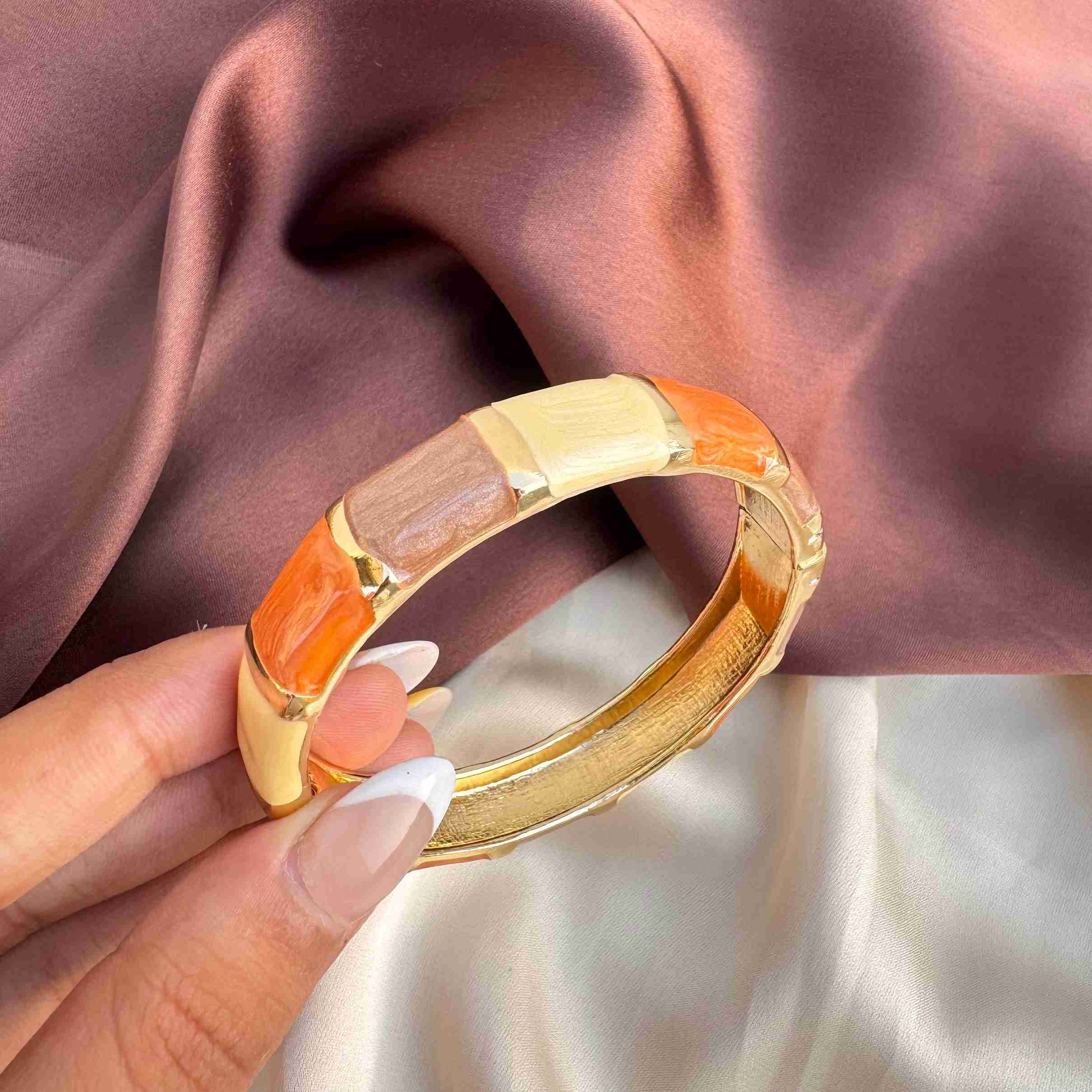 TFC Size 2.6 Shades Of Brown Gold Plated Bracelet Bangle