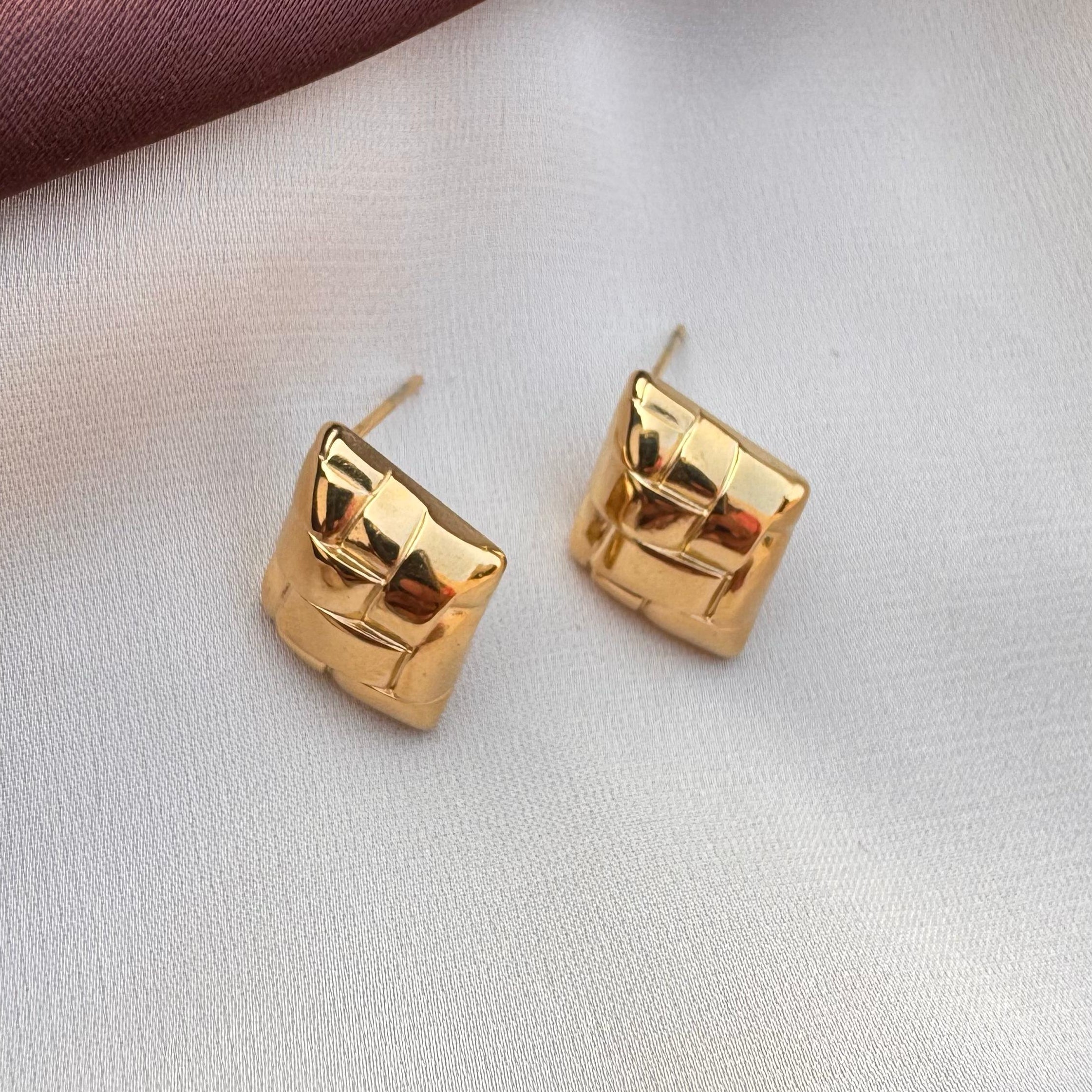 TFC Square Tile Gold Plated Stud Earring