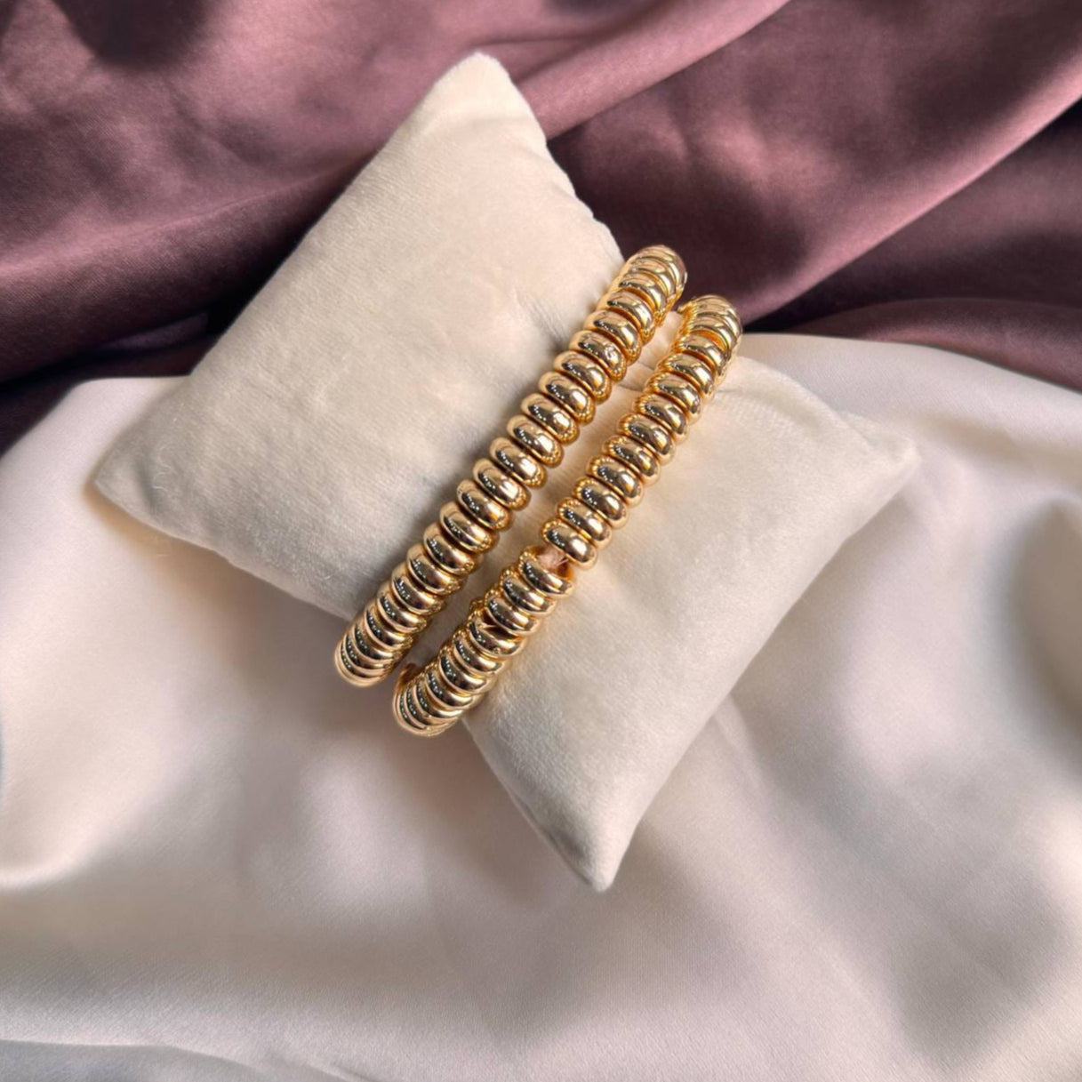 TFC Fig Bead Gold Plated Bracelet (set of 2 )