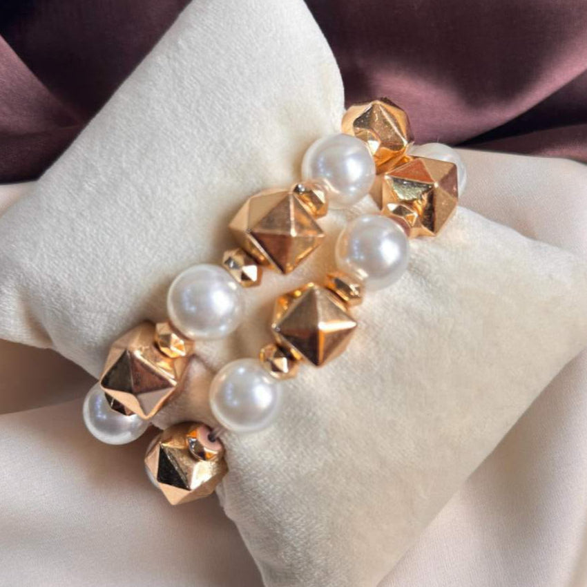TFC Pearl Bloom Gold Plated Bracelet (set of 2)