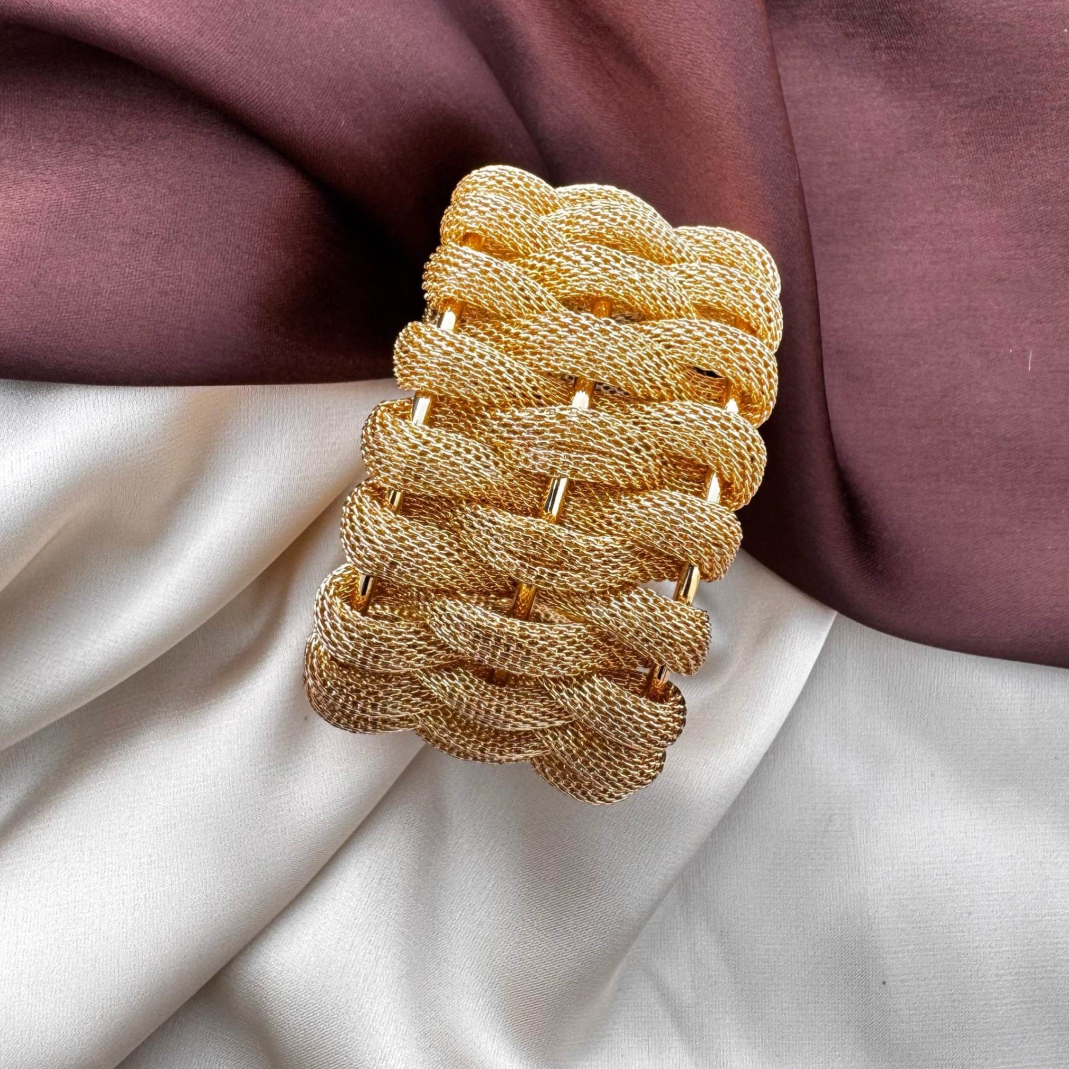 TFC Adjustable Netted Gold Plated Cuff Bracelet