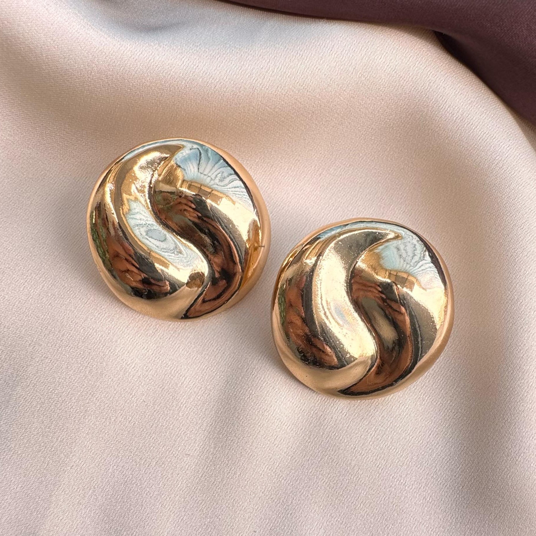 TFC One Swirl Gold Plated Stud Earrings
