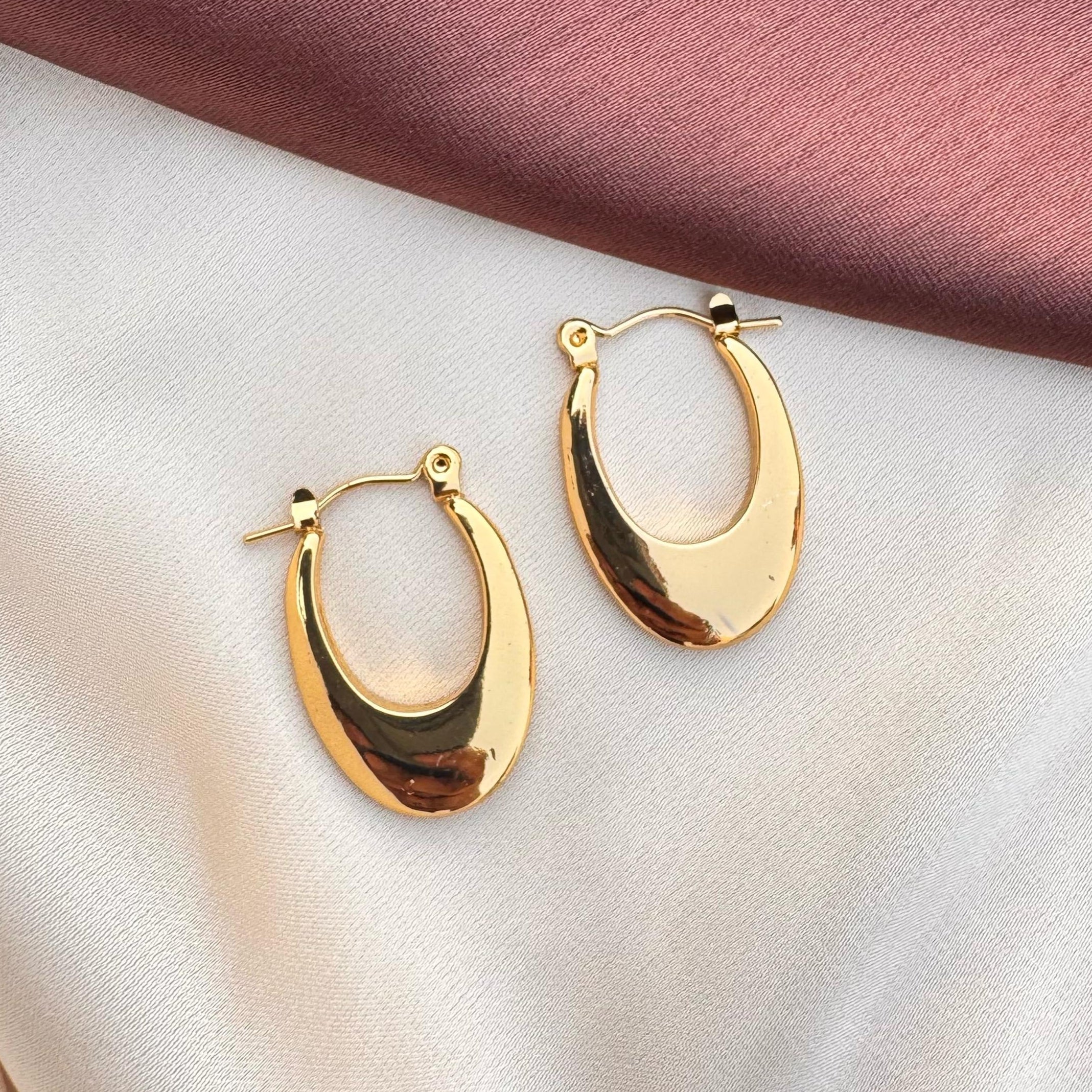 TFC Oval Loop Gold Plated Hoop Earrings