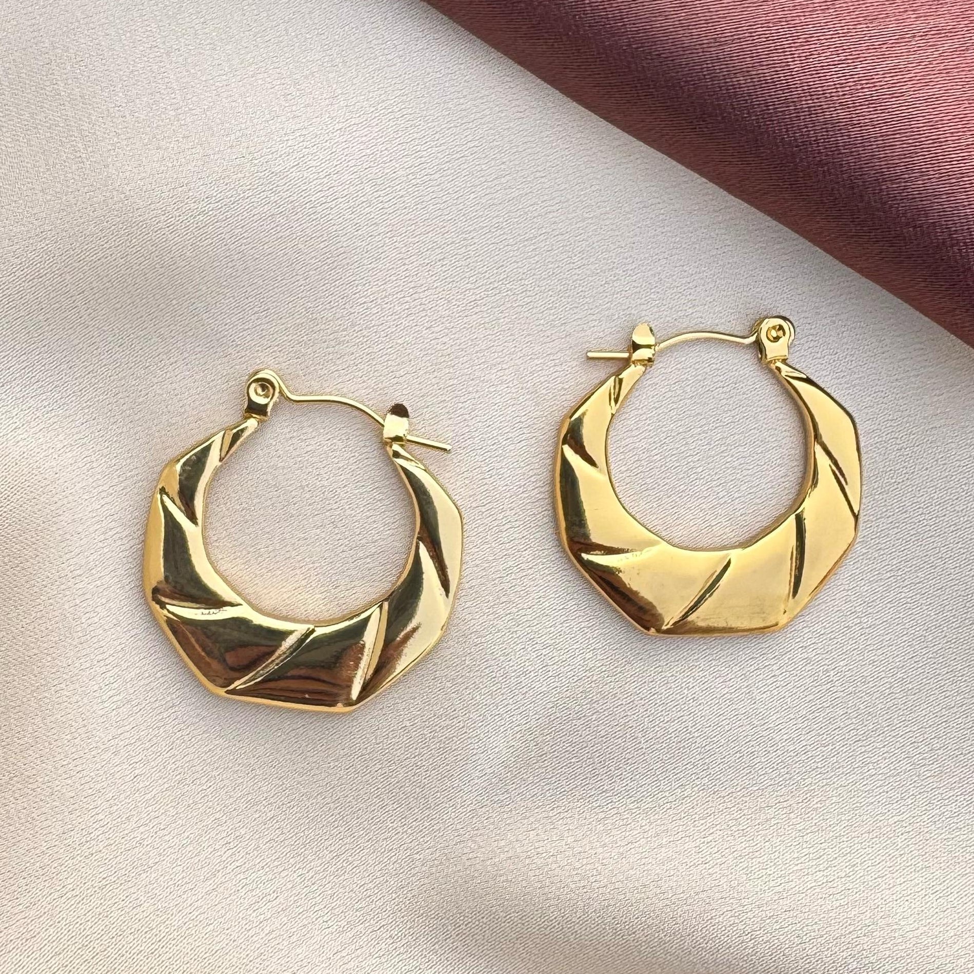TFC Sway Circle Gold Plated Hoop Earrings