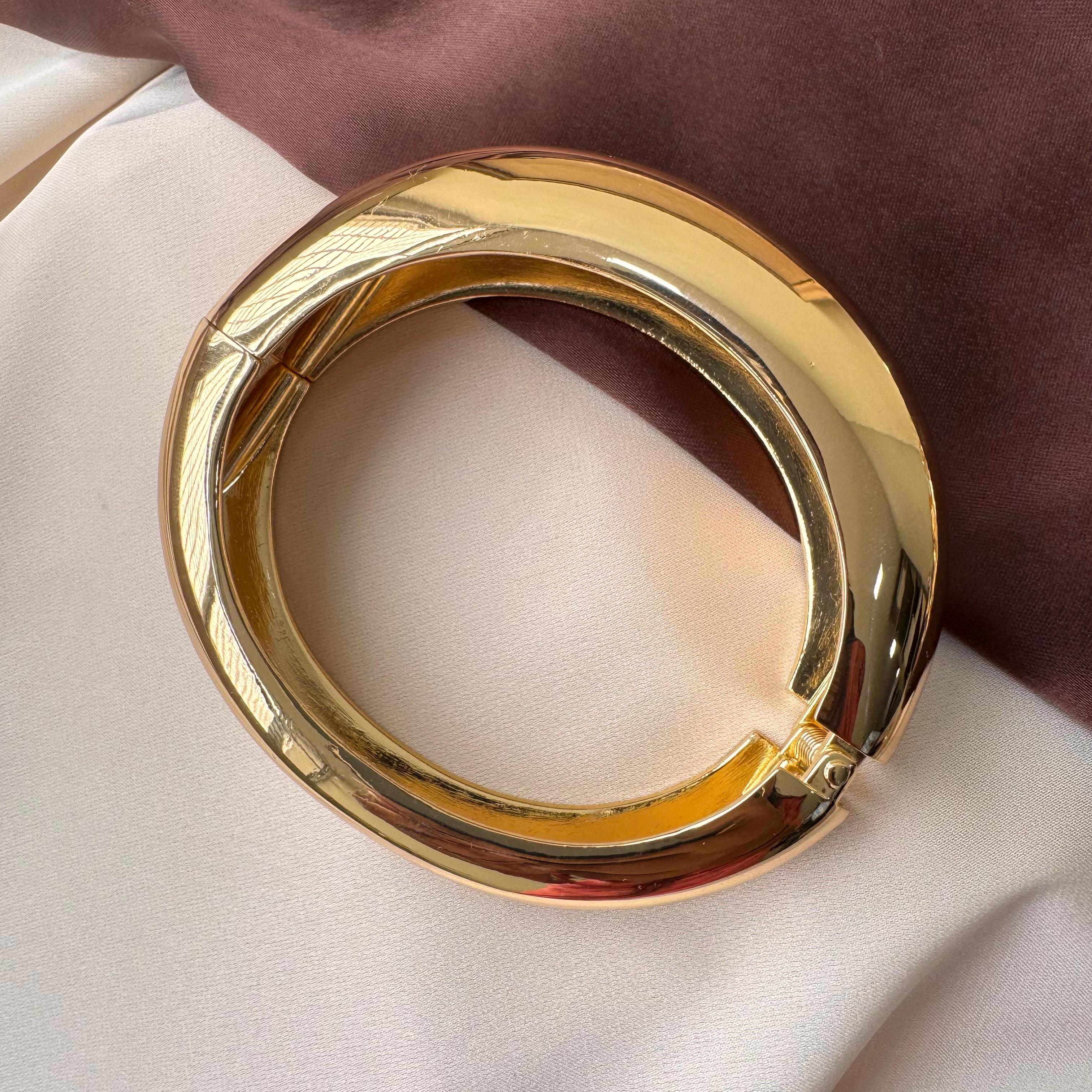 TFC Size 2.6 One Side Thick Gold Plated Bracelet Bangle