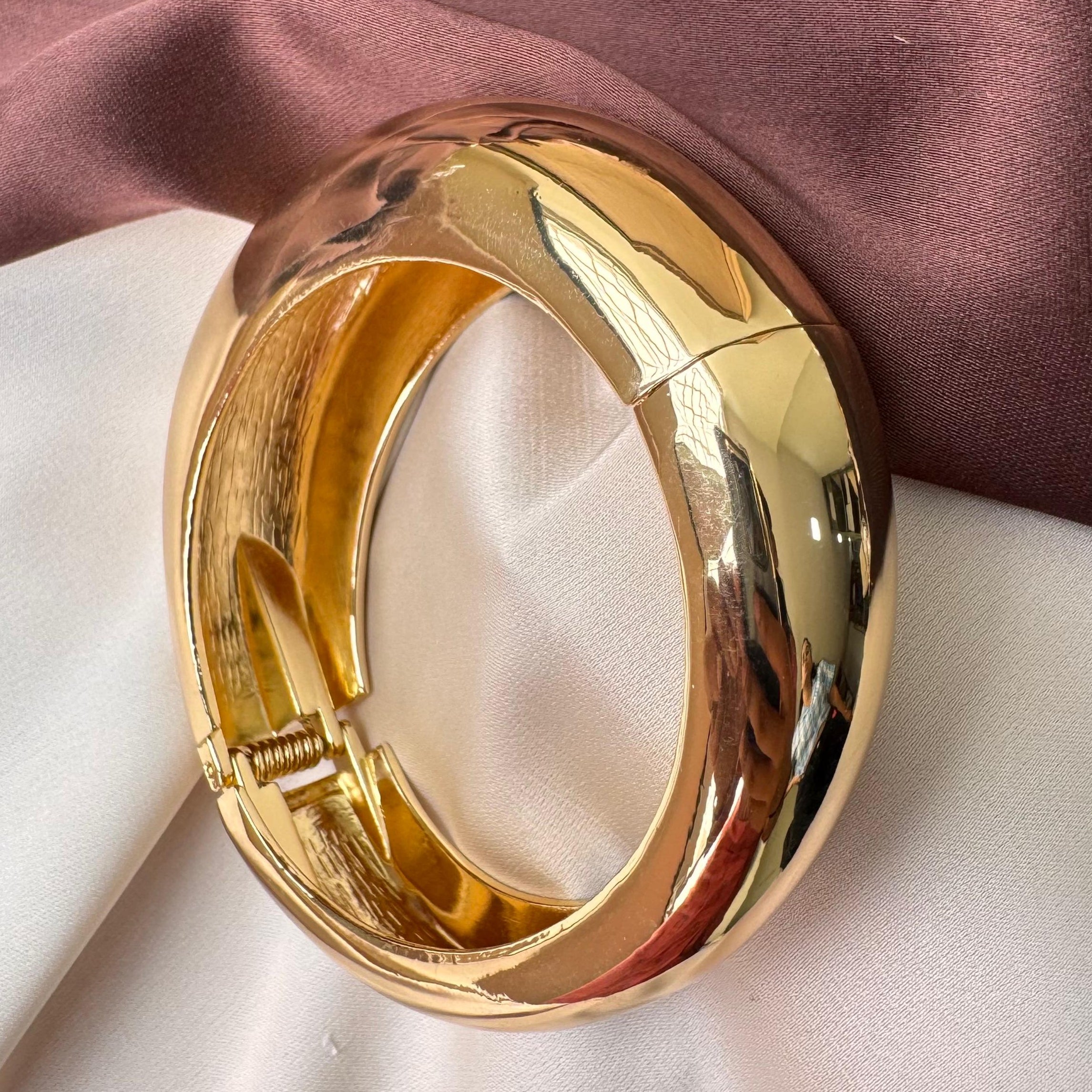 TFC Size 2.6 One Side Thick Gold Plated Bracelet Bangle