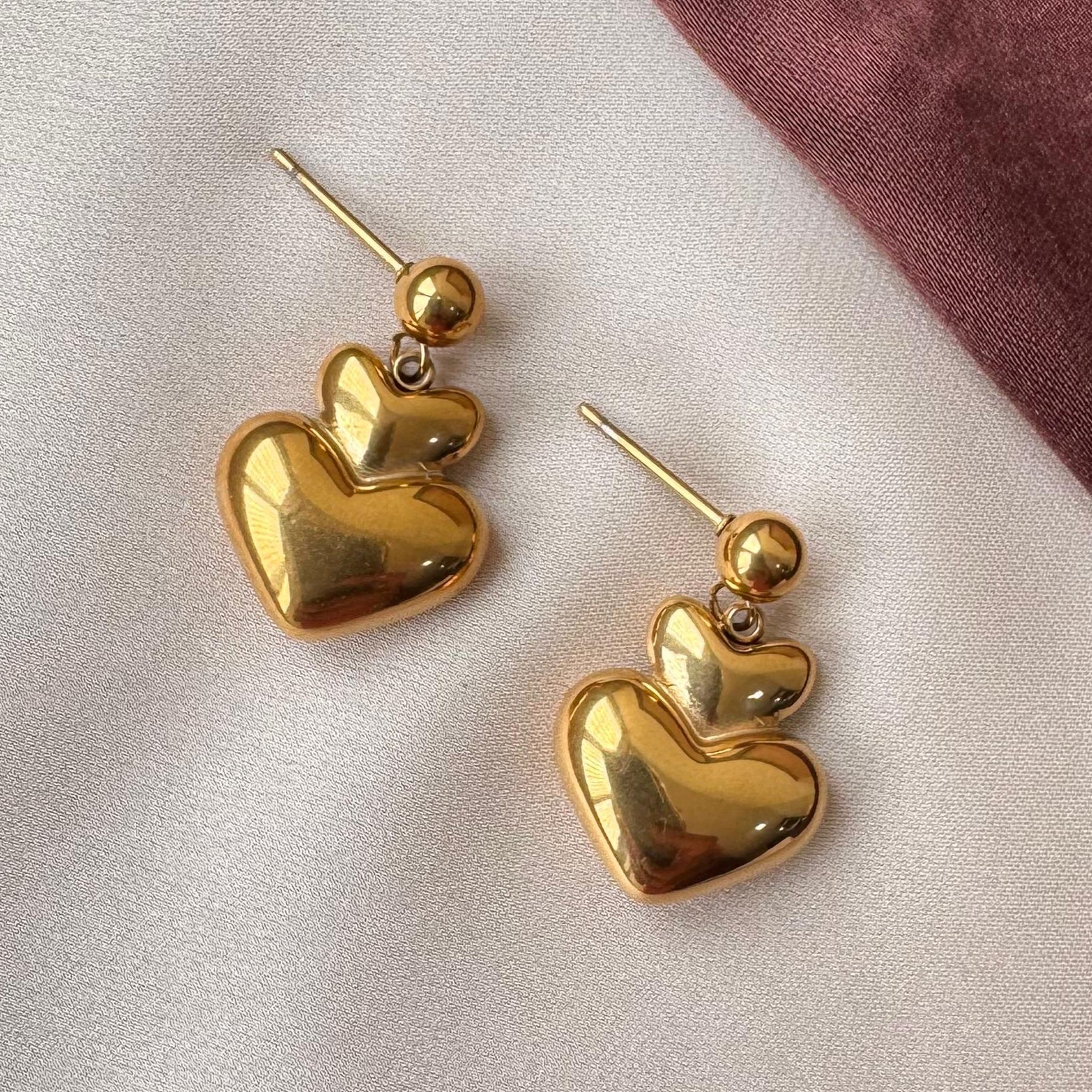 TFC Dual Mini Heart Gold Plated Earring