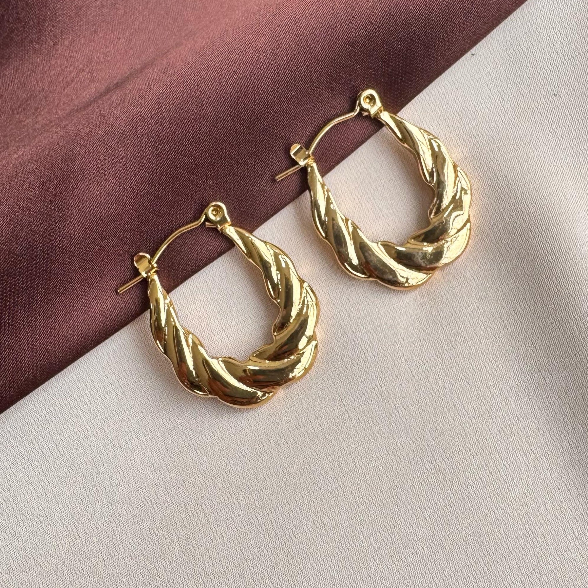 TFC Braid Gold Plated Hoop Earrings