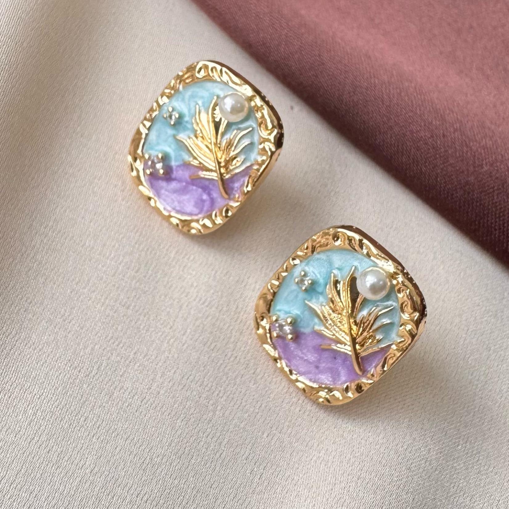 TFC Ocean Leaf Gold Plated Earrings