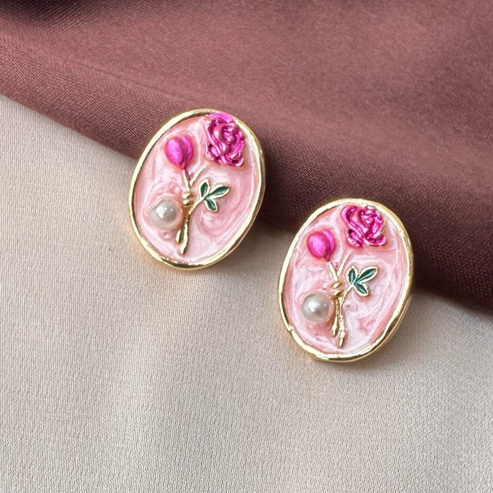 TFC Rosy Rose Gold Plated Earrings