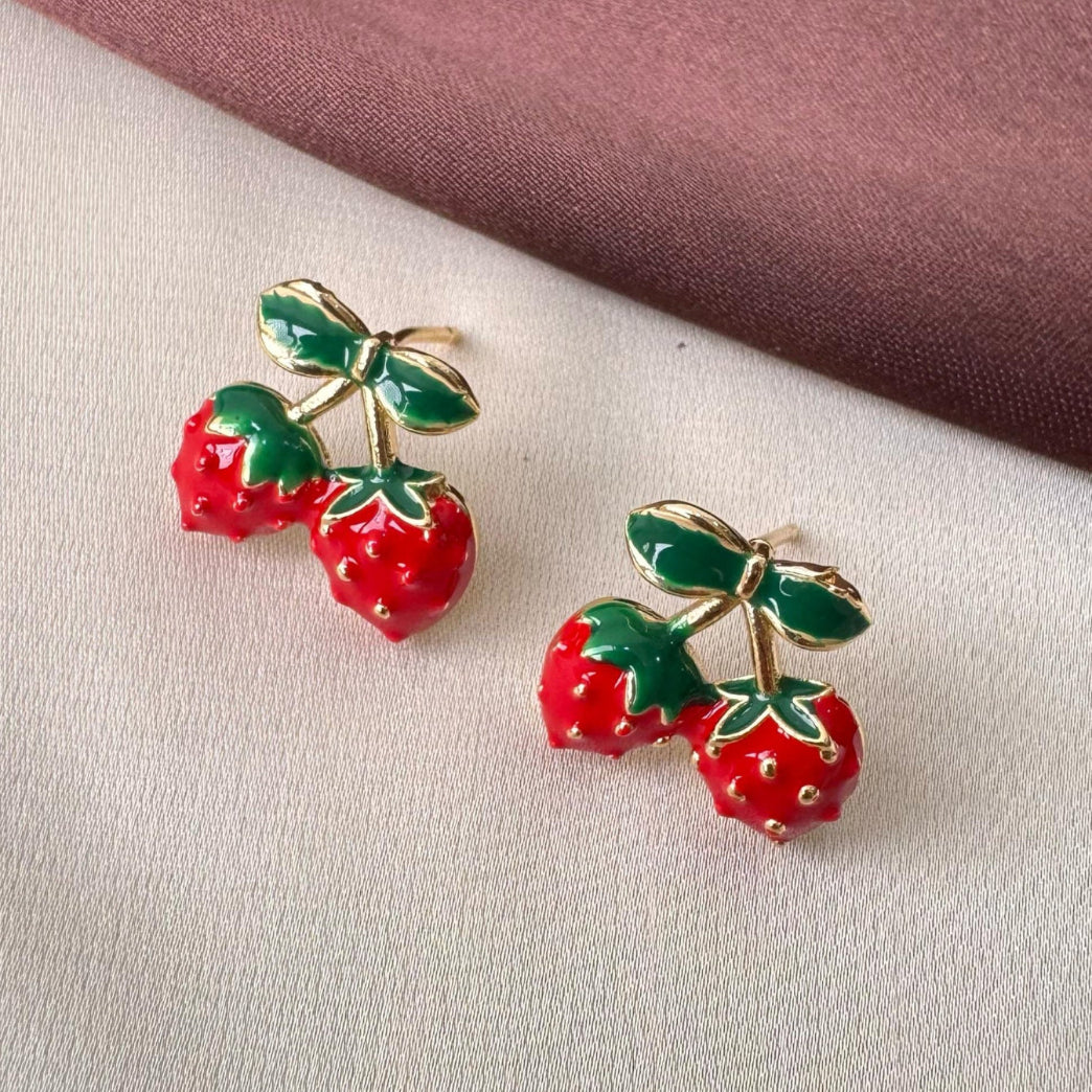 TFC Mini Strawberry Gold Plated Stud Earrings