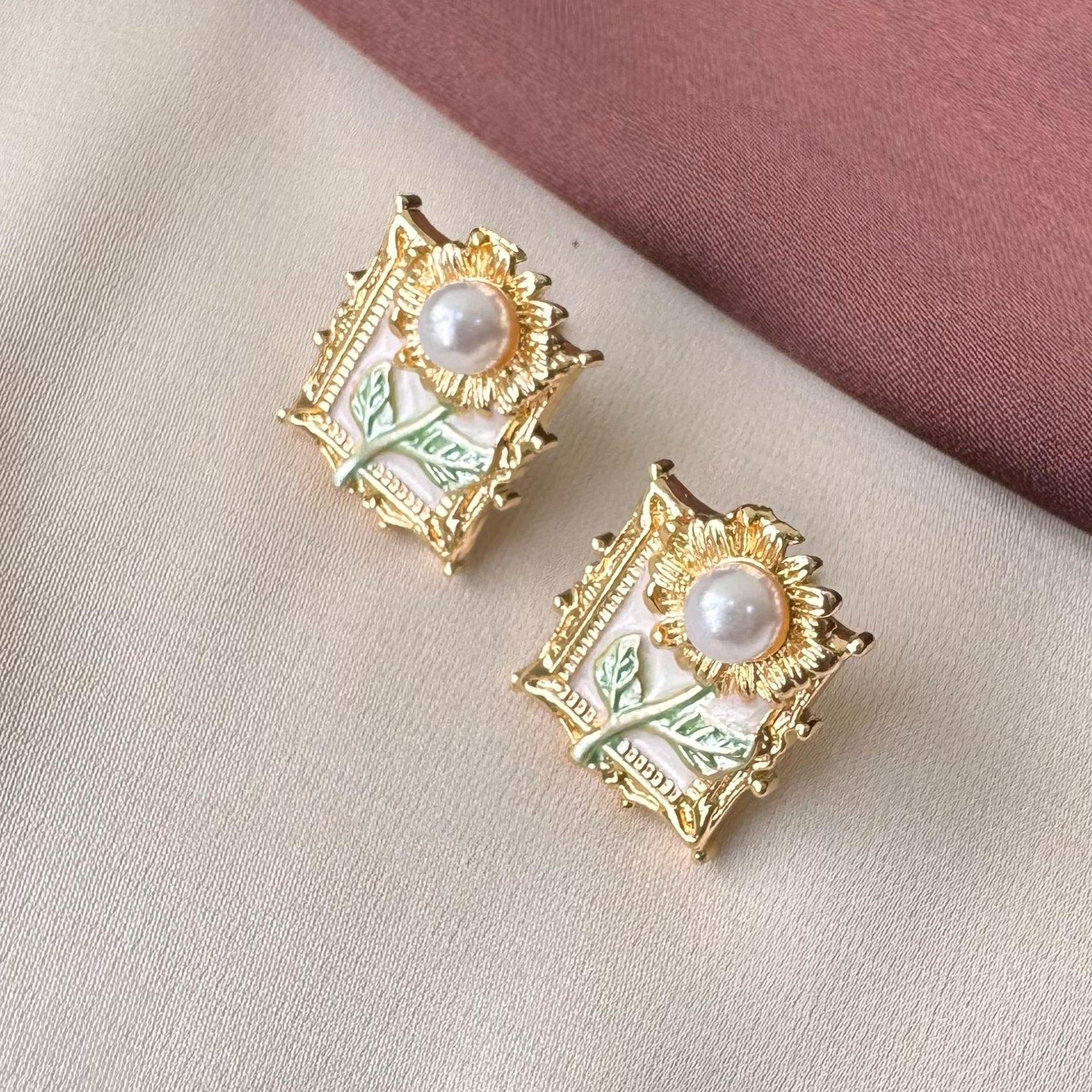 TFC Sun Pearl Gold Plated Earrings