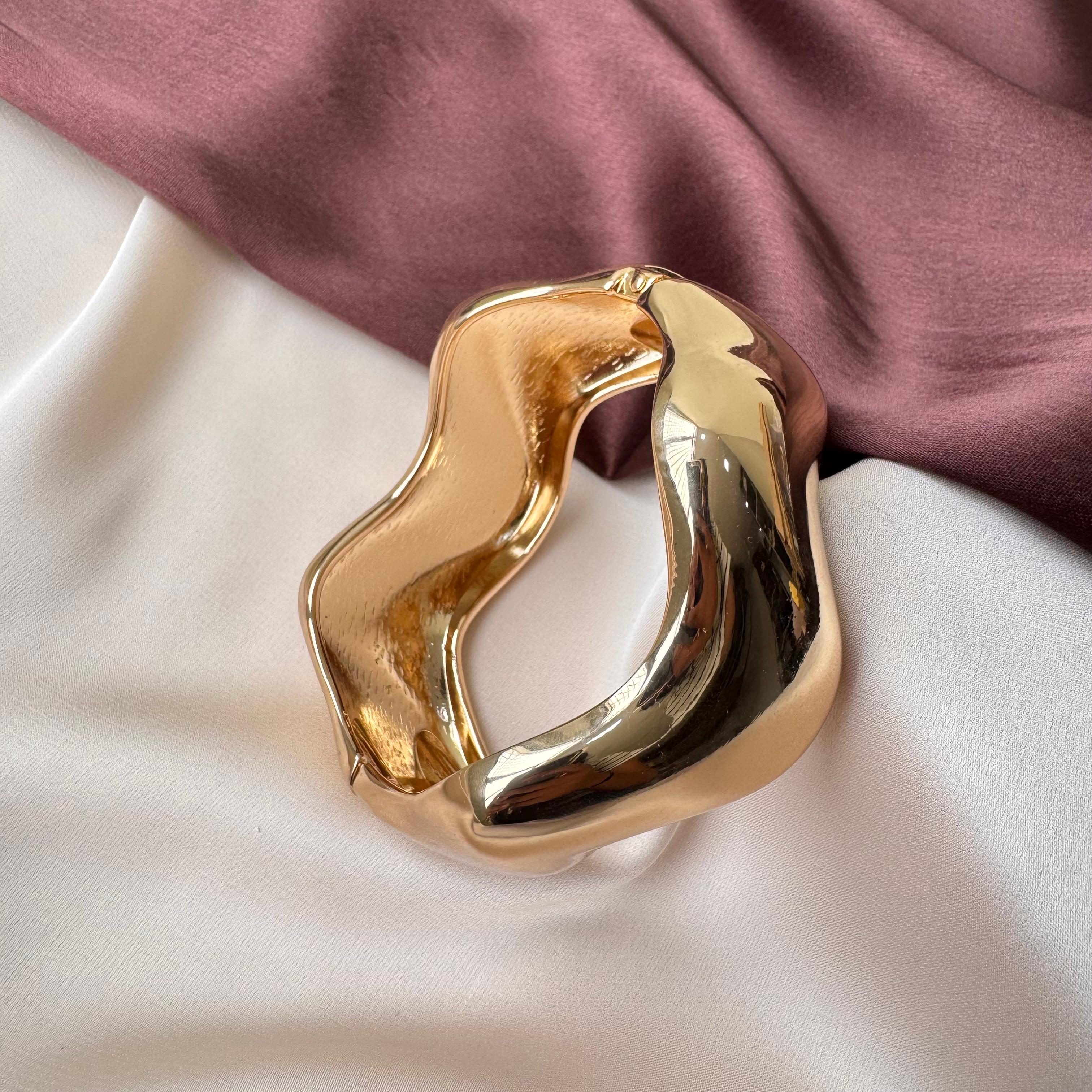 TFC Size 2.8 Zig-Zag Gold Plated Bracelet Bangle