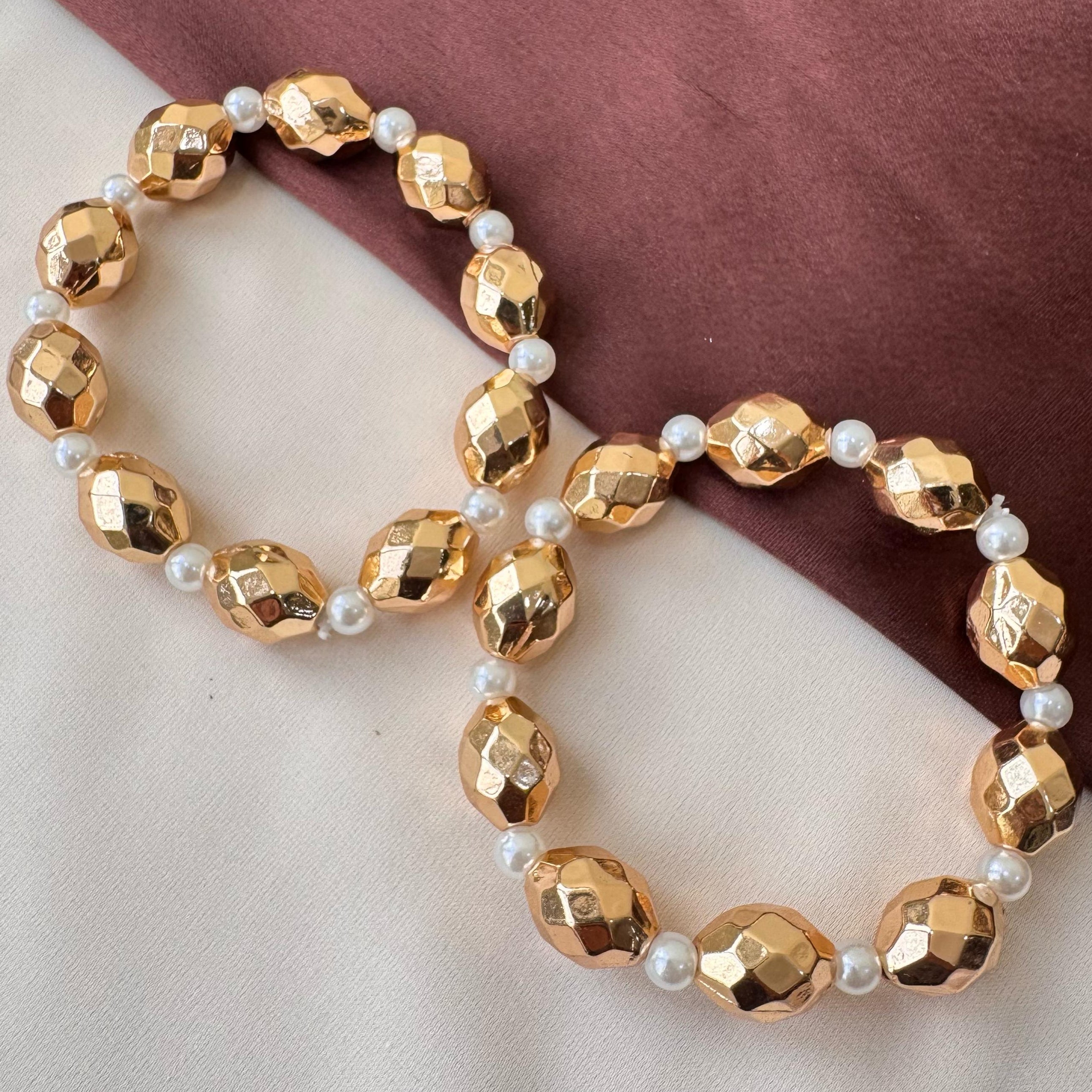 TFC Diamond Pearl Gold Plated adjustable Bracelet
