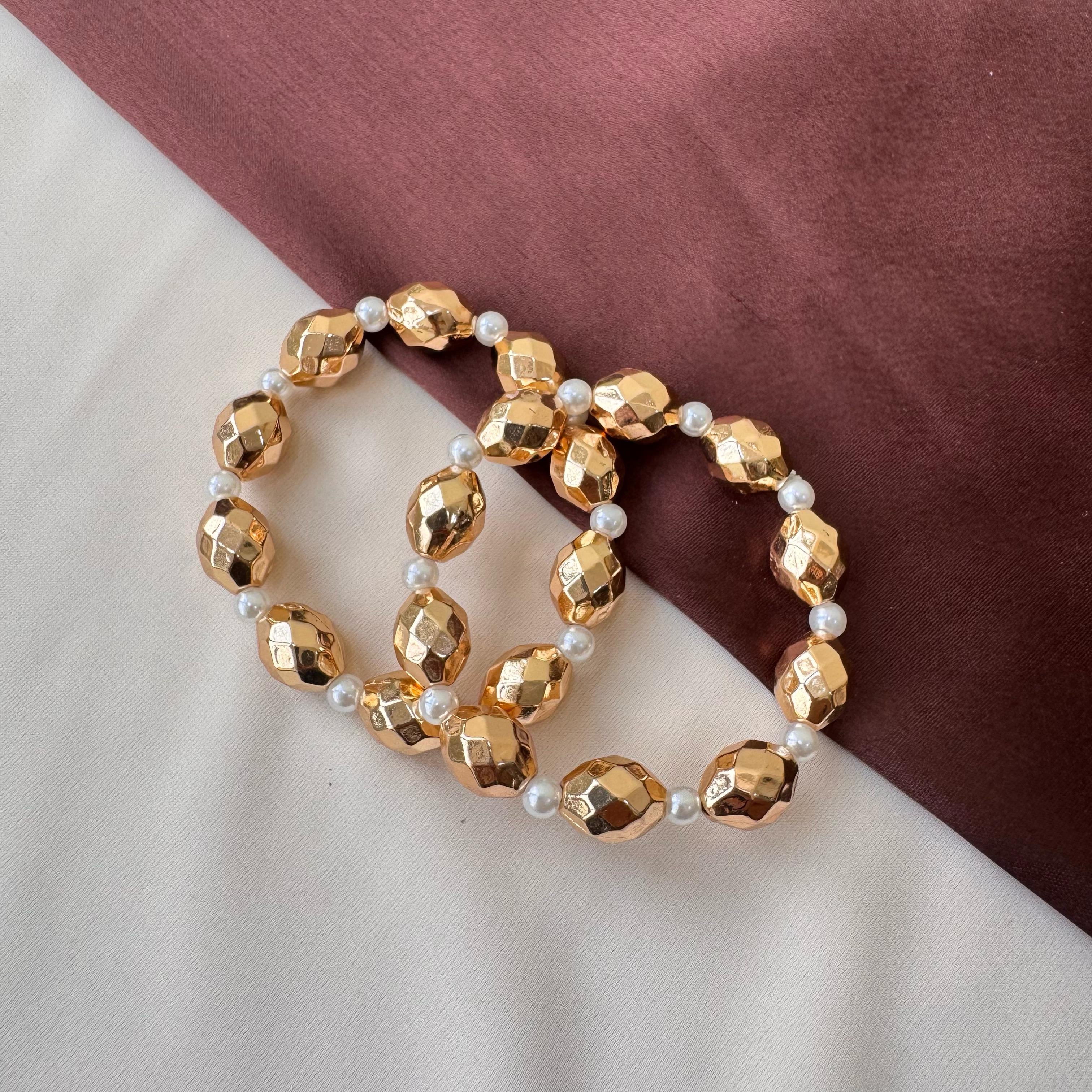 TFC Diamond Pearl Gold Plated adjustable Bracelet