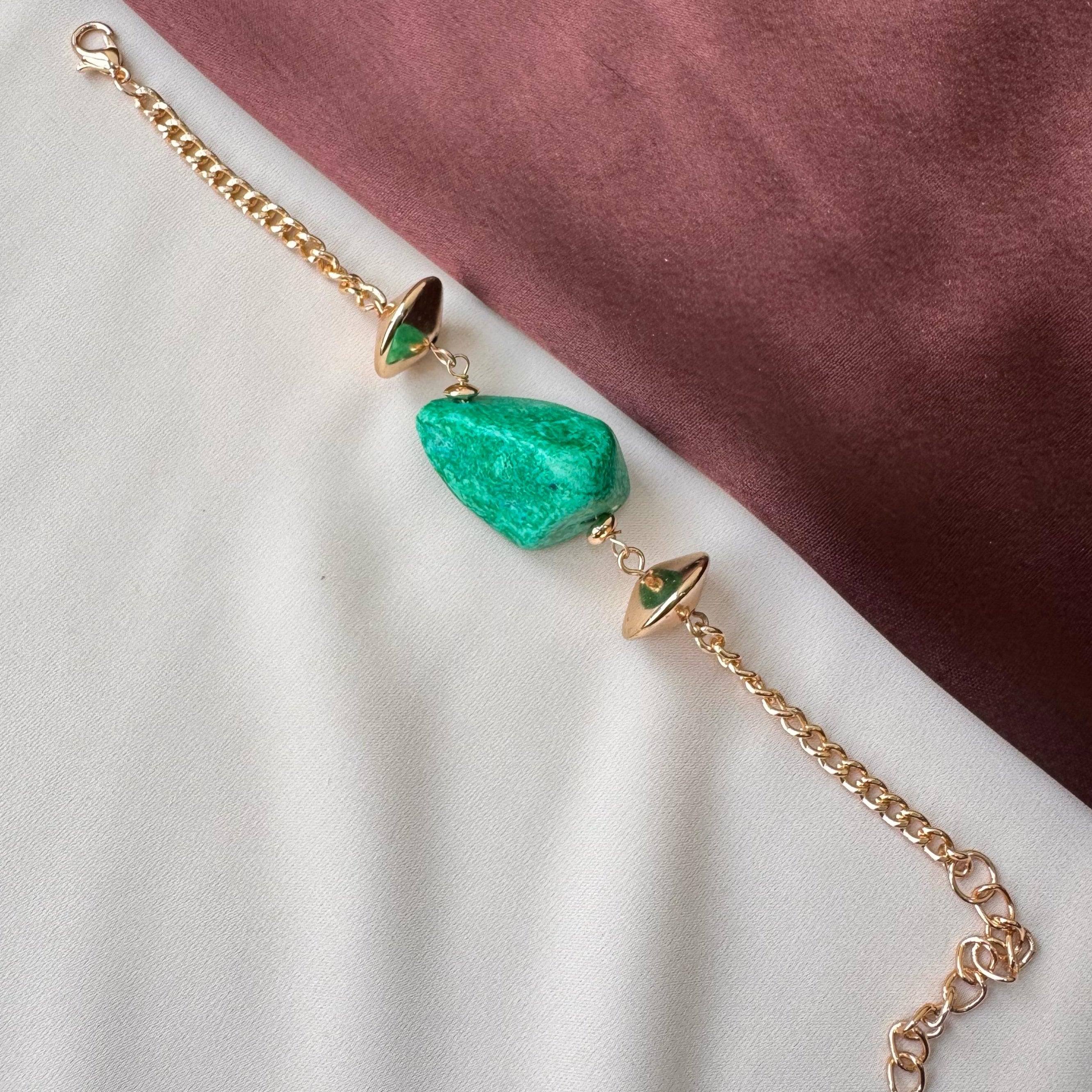 TFC Green Gron Stone Gold Plated Adjustable Bracelet