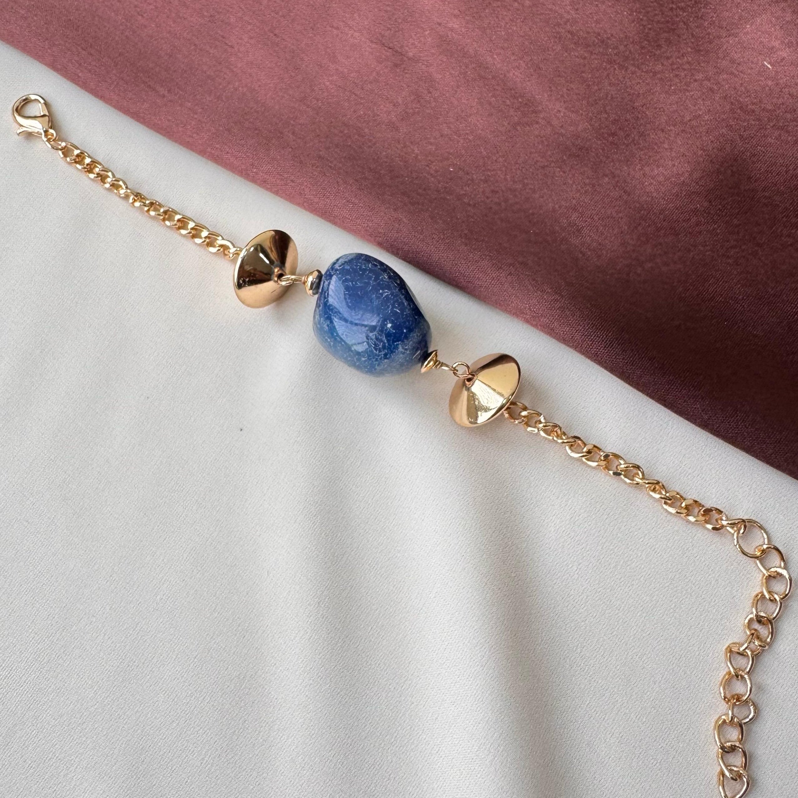 TFC Blue Sapphire Gold Plated Adjustable Bracelet
