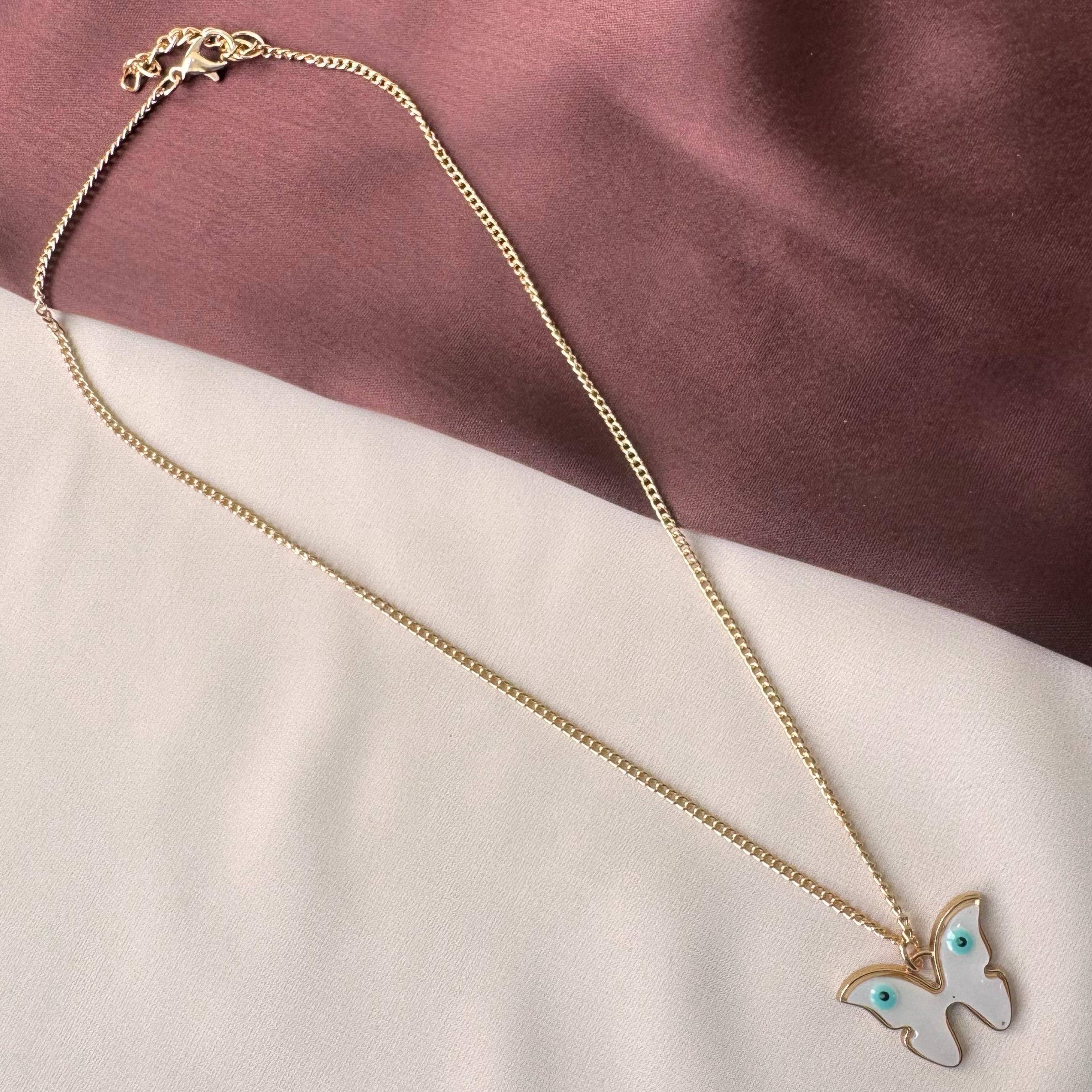 TFC Evil Eye Butterfly Gold Plated Necklace